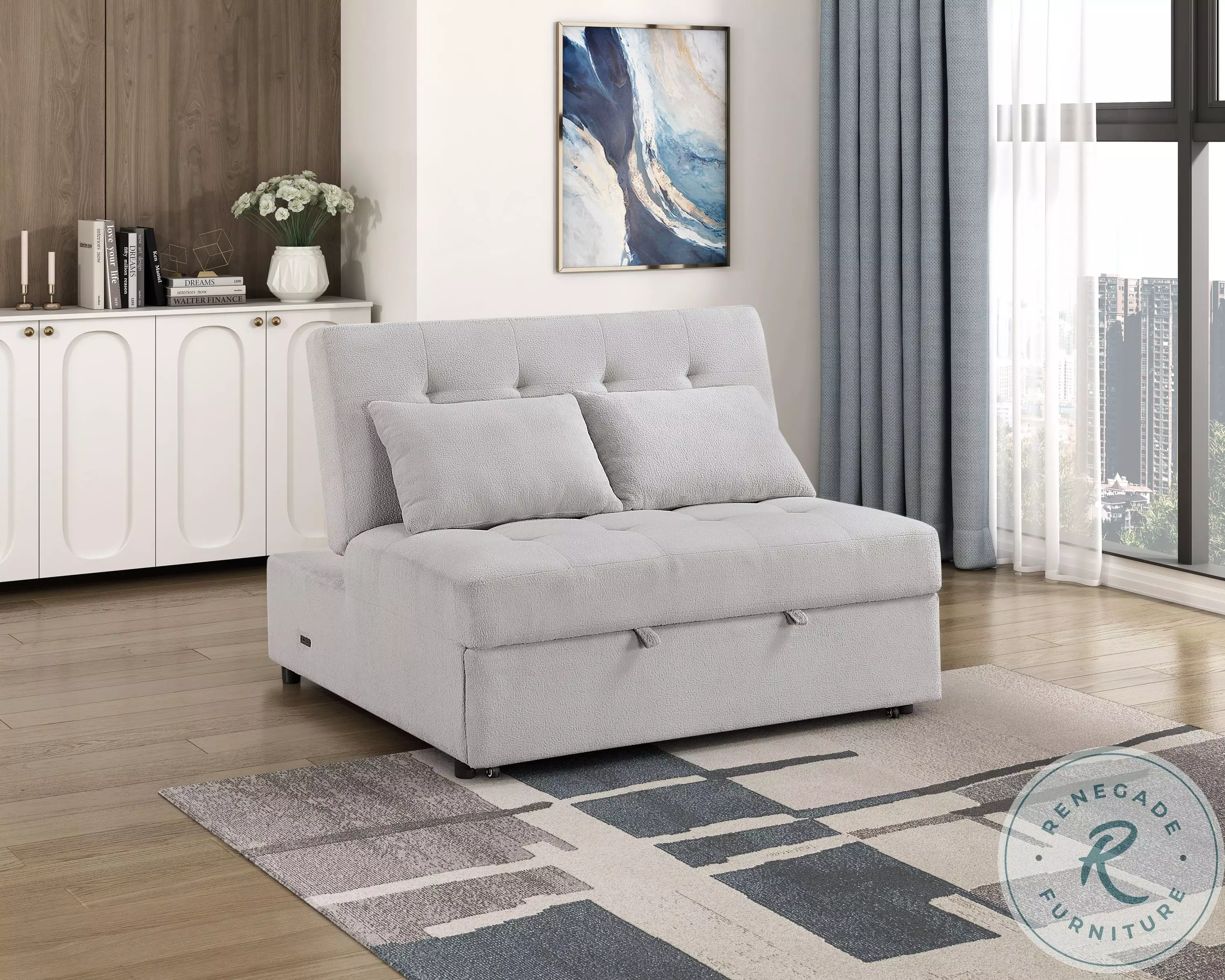 Desmond Gray Convertible Sleeper Sofa with Pull Out Bed From