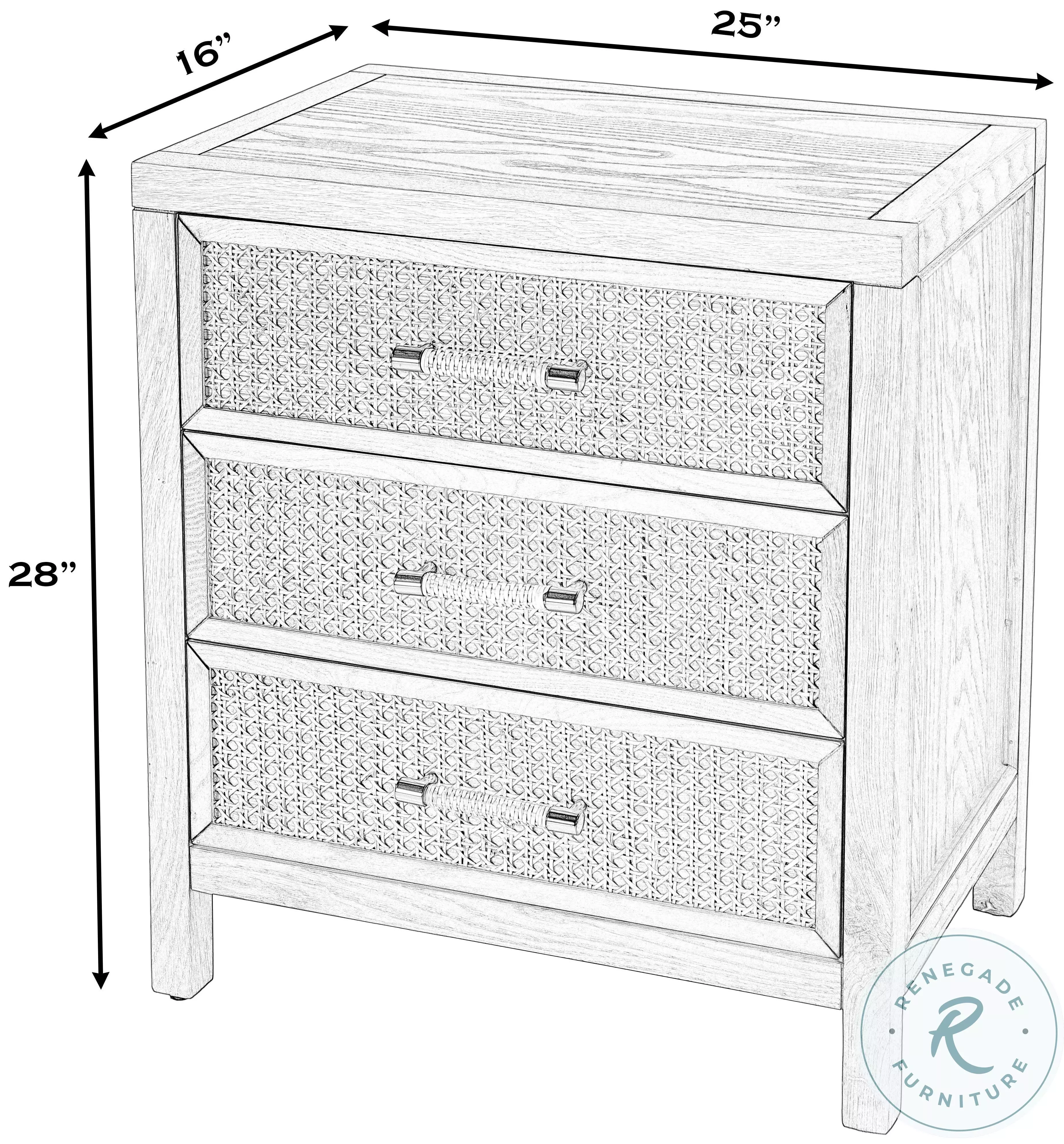 Mesa Natural And Cane 3 Drawer Nightstand