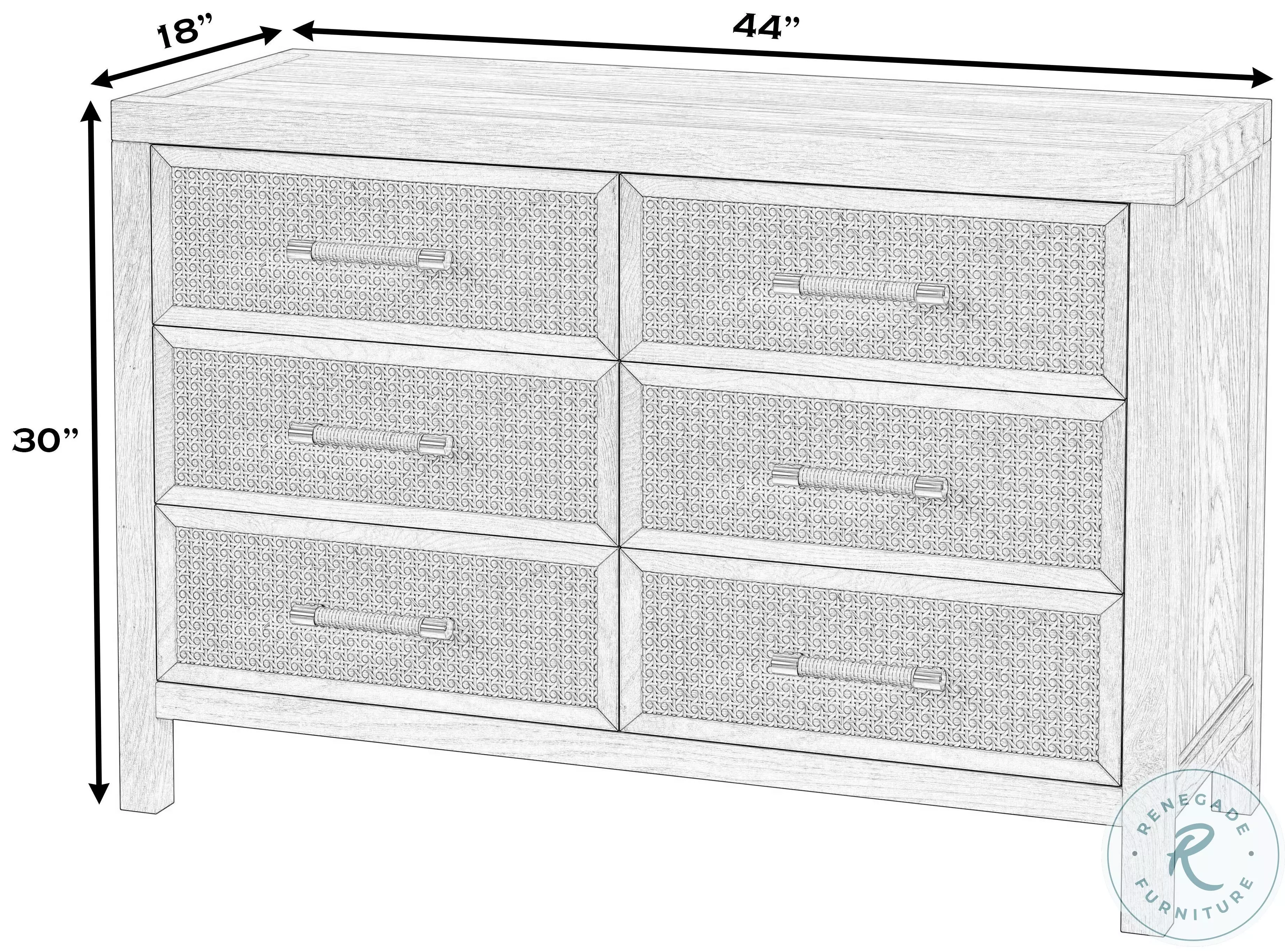 Mesa Natural And Cane 6 Drawer Dresser