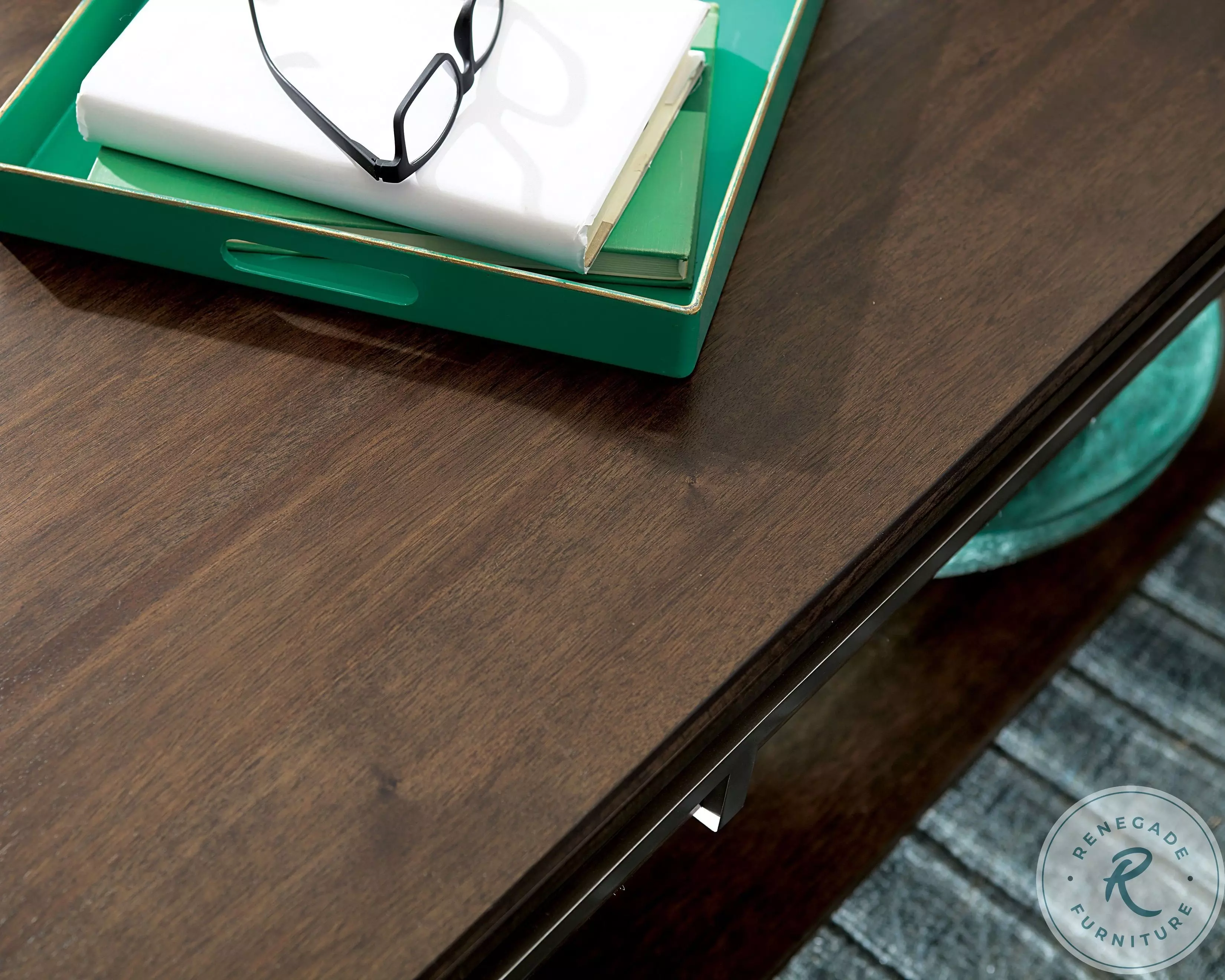 Composite Rich Espresso And Antique Nickel Rectangular Lift Top