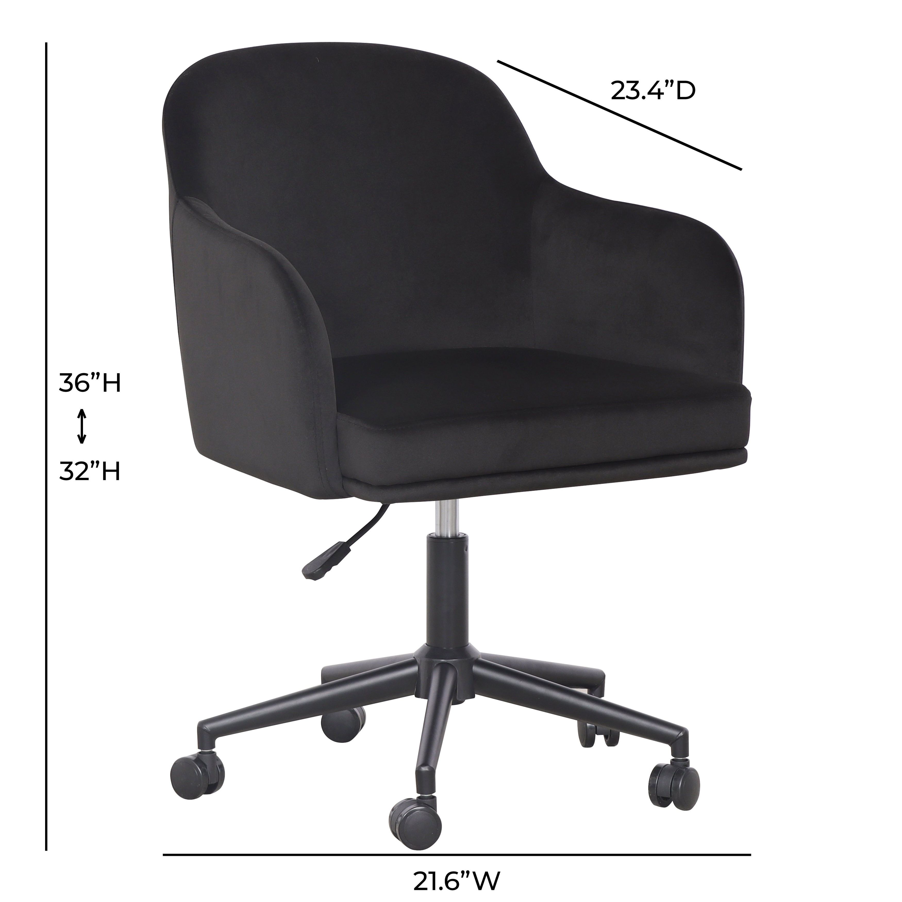 Sydney Black Performance Fabric Upholstered Swivel Desk Chair