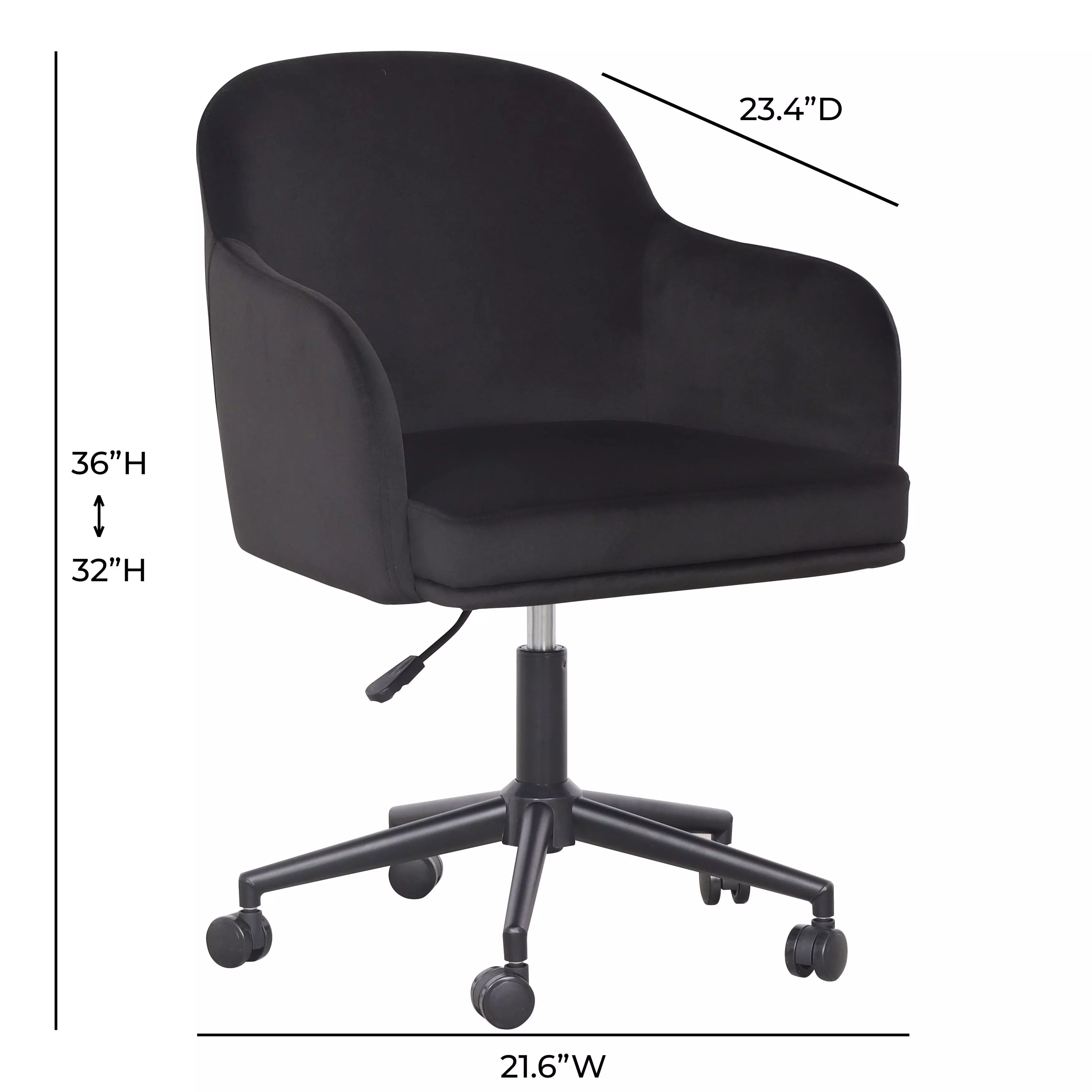 Sydney Black Performance Fabric Upholstered Swivel Desk Chair