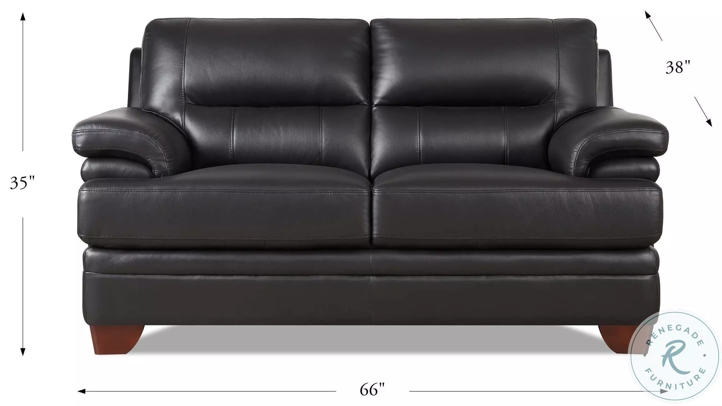 Calizor Black Leather 66" Loveseat