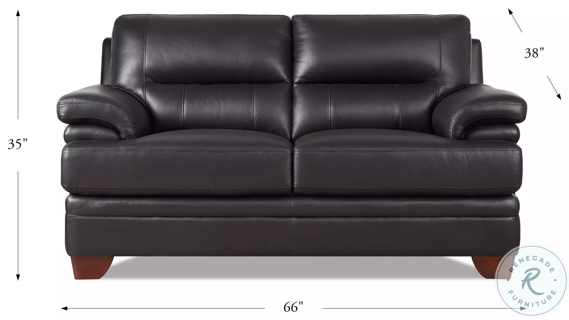 Calizor Black Leather 66" Loveseat