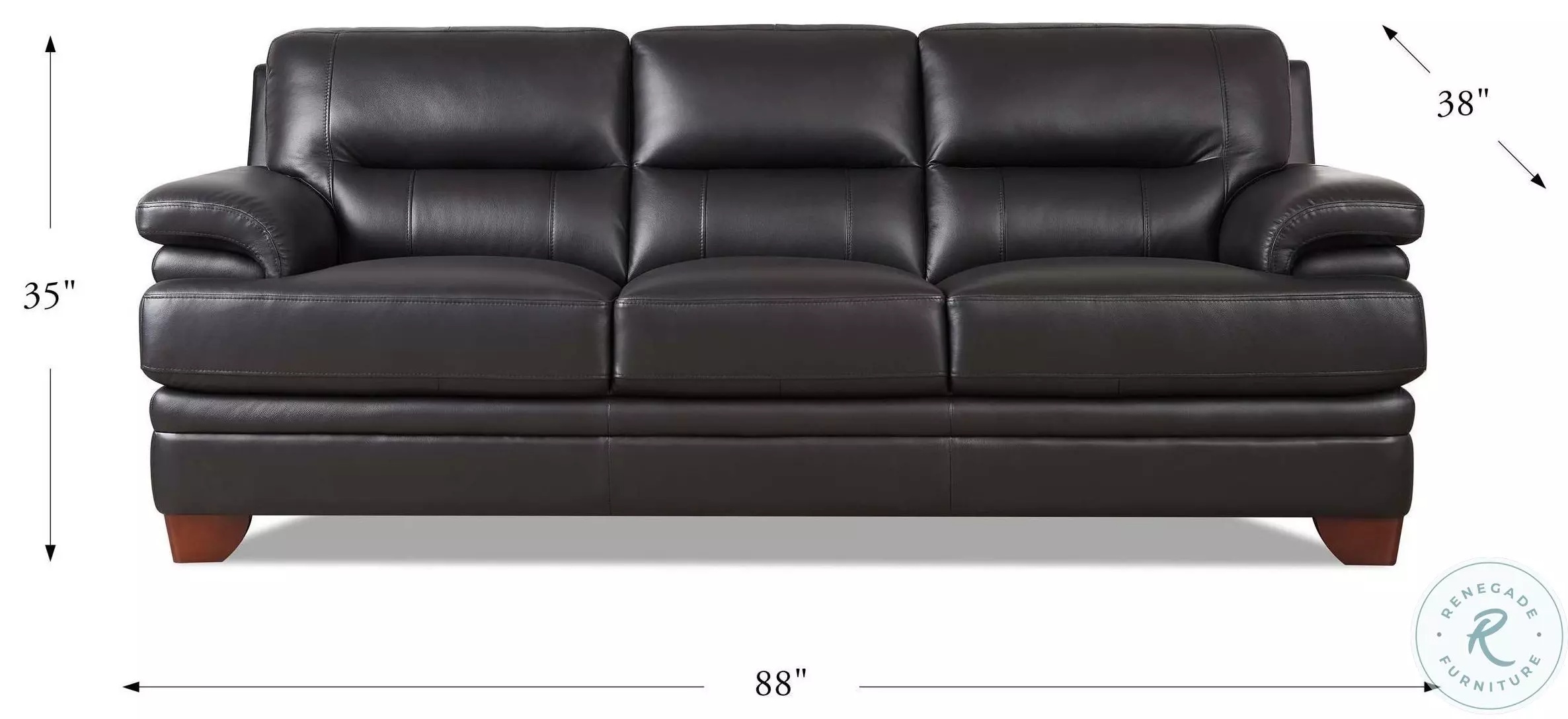 Calizor Black Leather 88" Sofa