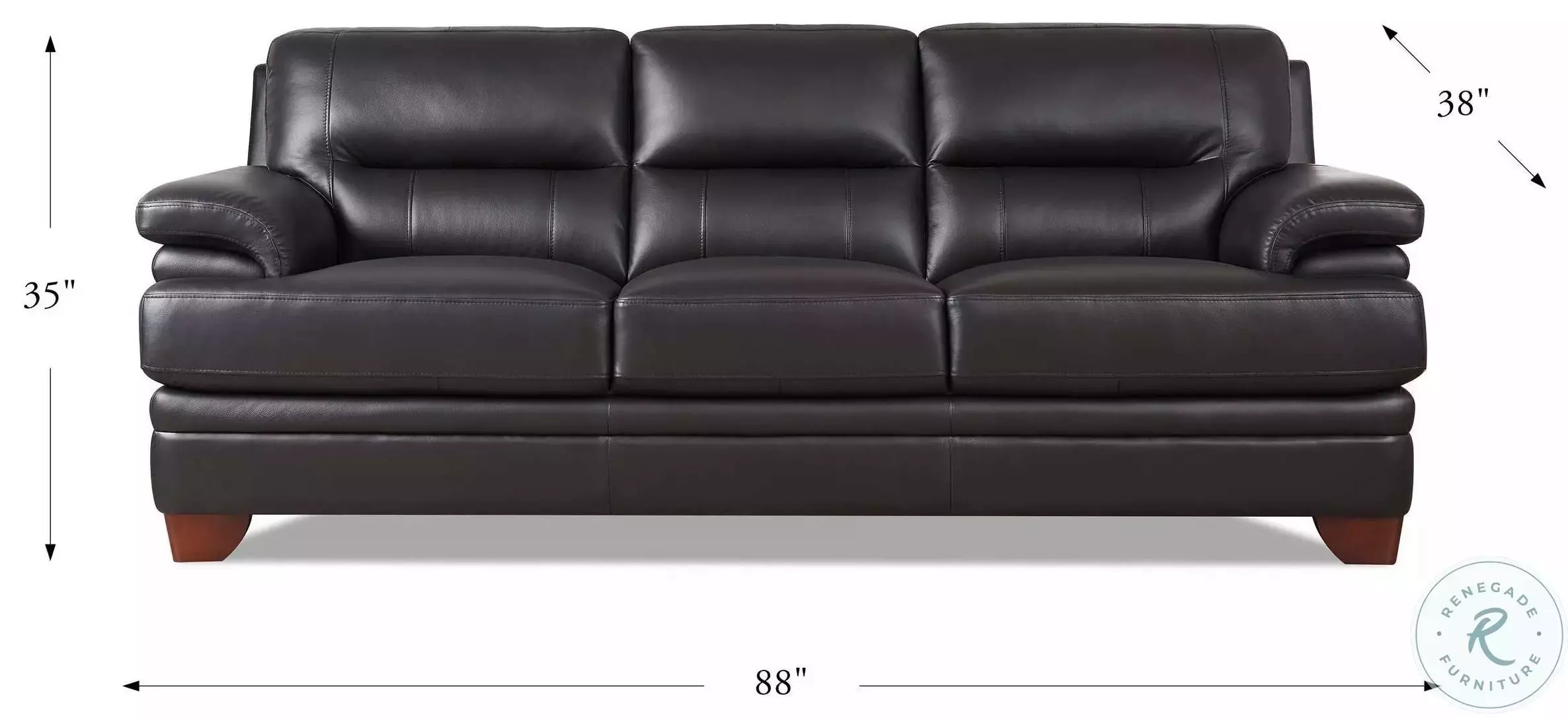 Calizor Black Leather 88" Sofa