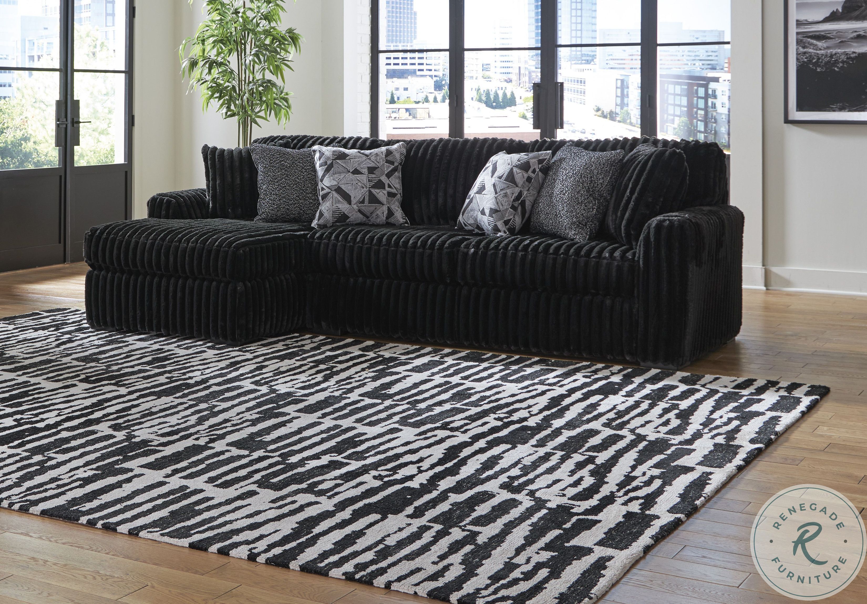 アリゾナ マットブラックXXL Midnight-madness - Onyx - 3-Piece Sectional With Laf And Raf