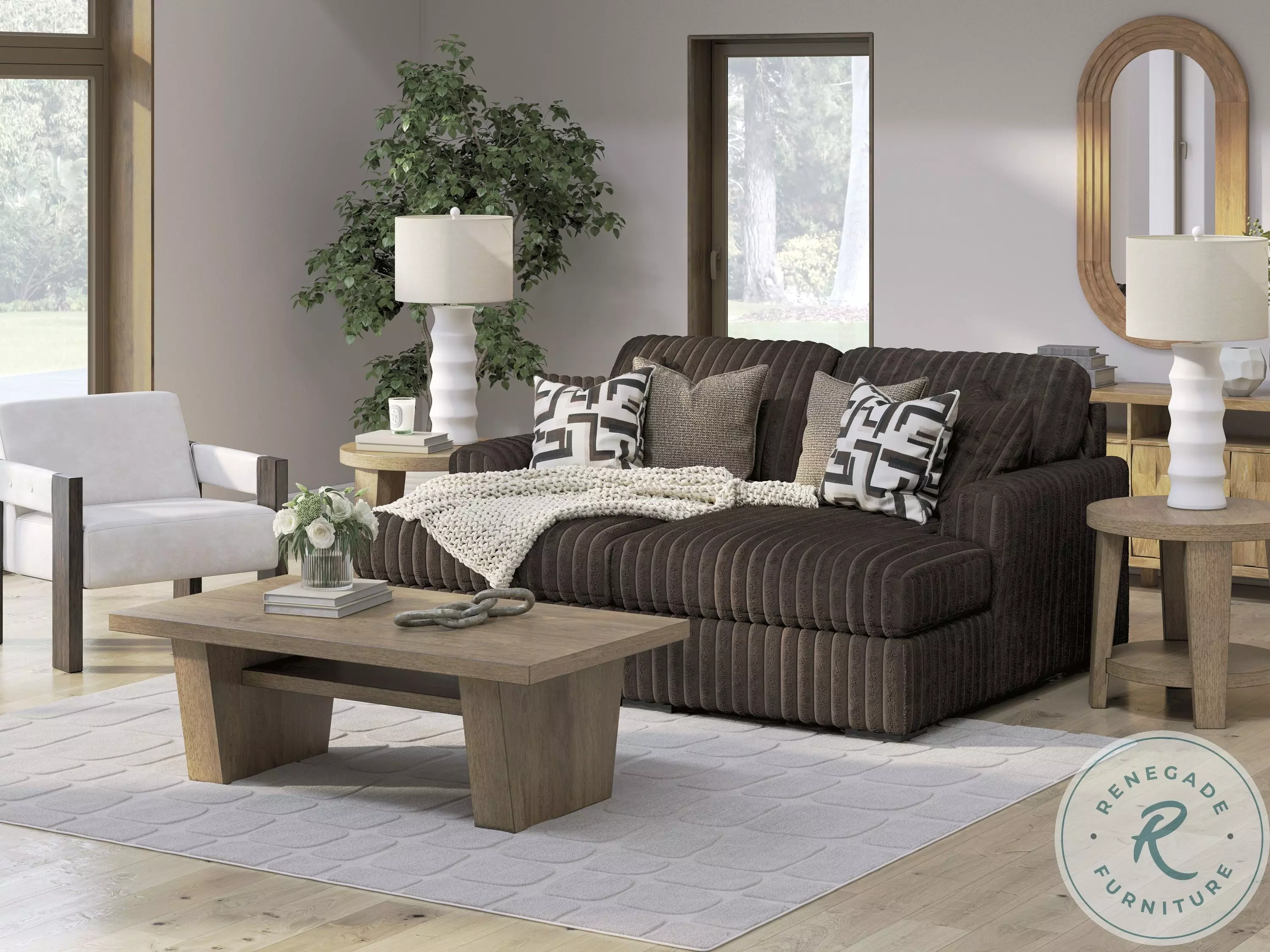 茶 Alda UH Midnight Madness Chocolate Brown Super Chaise From Ashley