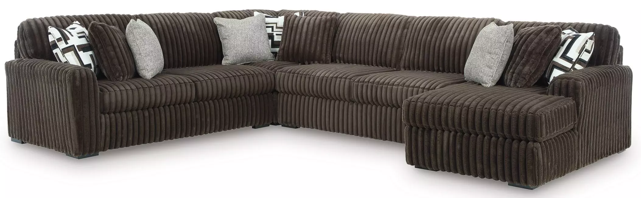 Midnight Madness Chocolate Brown 4 Piece Sectional with RAF Chaise