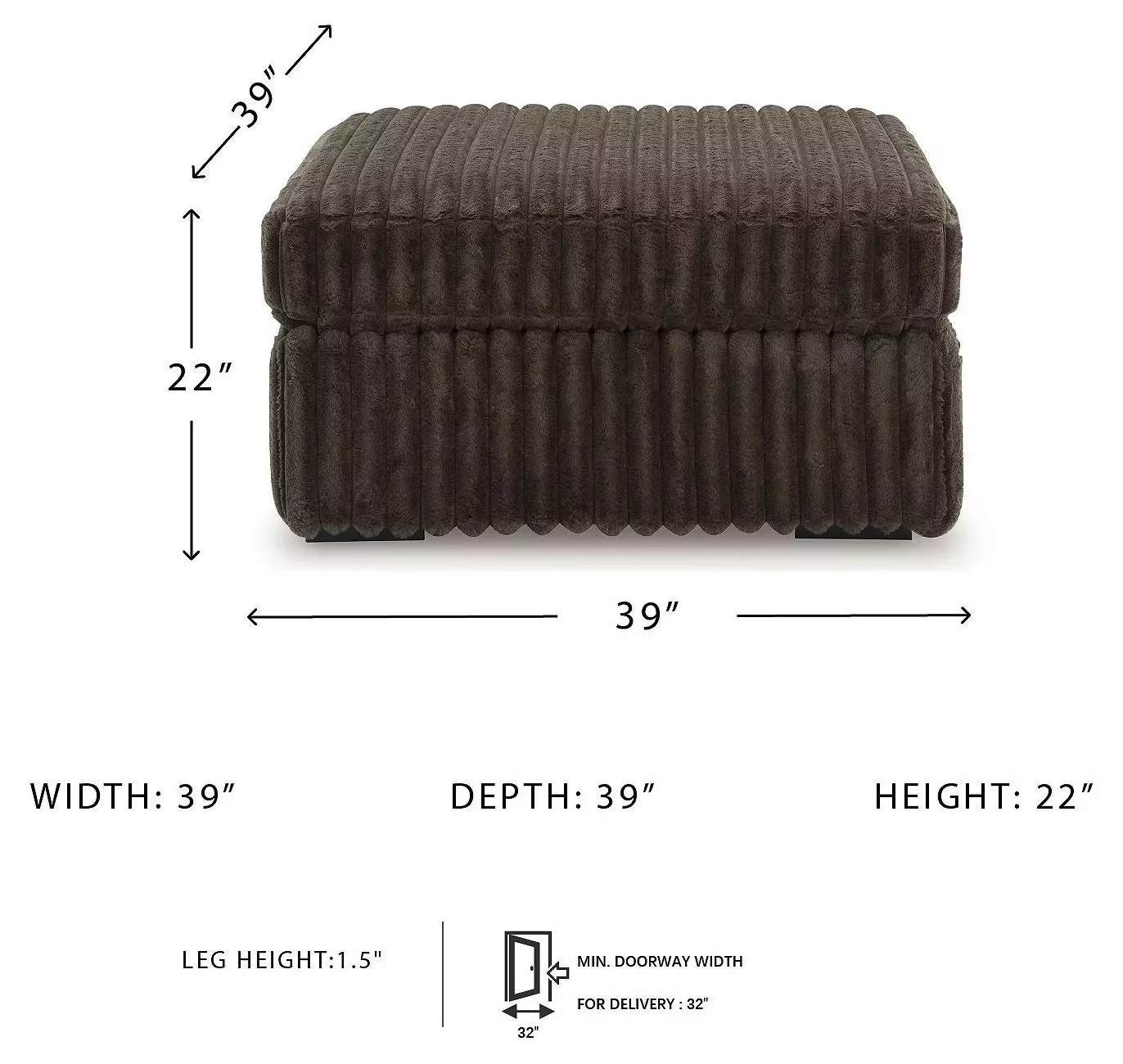Midnight Madness Chocolate Brown Oversized Accent Ottoman