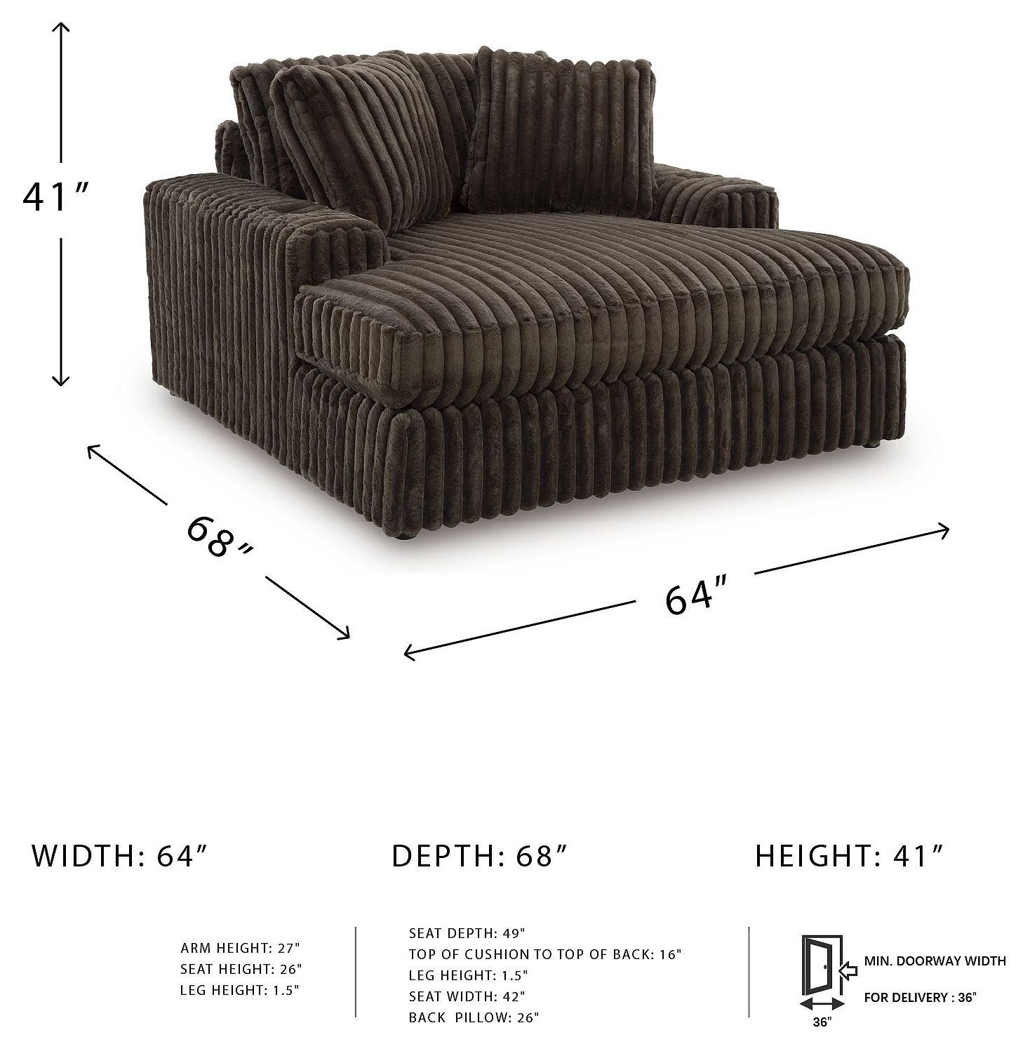 Midnight Madness Chocolate Brown Oversized Chaise