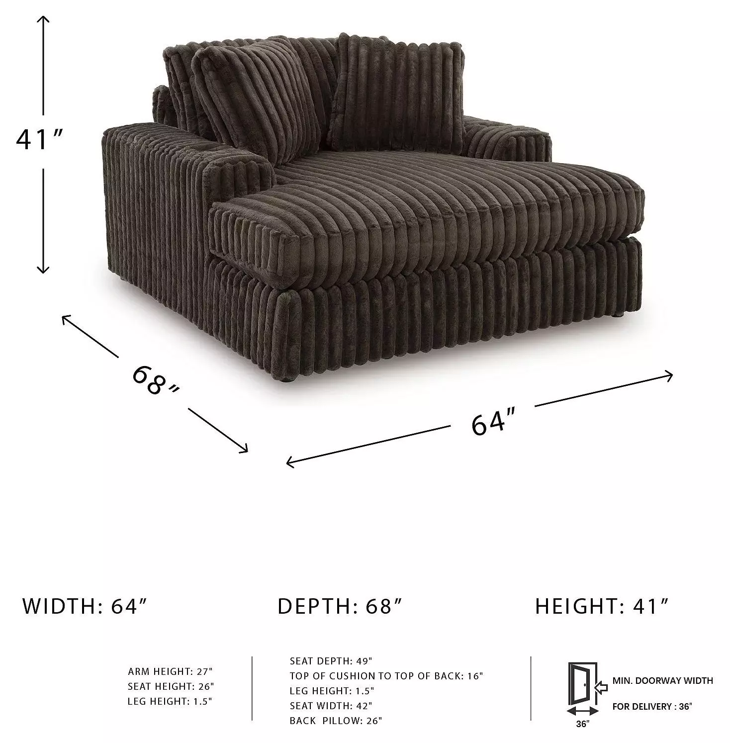 Midnight Madness Chocolate Brown Oversized Chaise