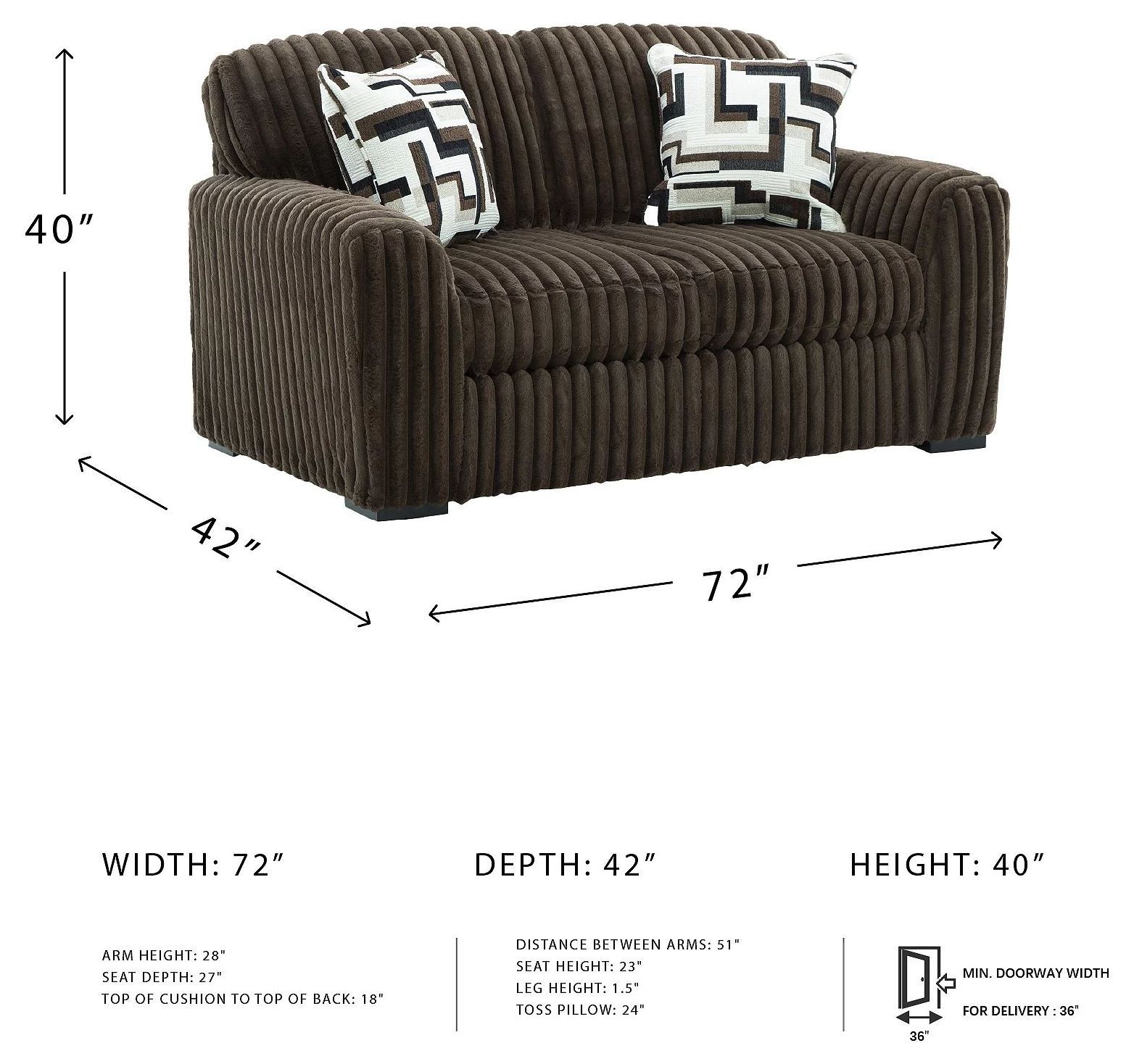 Midnight Madness Chocolate Loveseat
