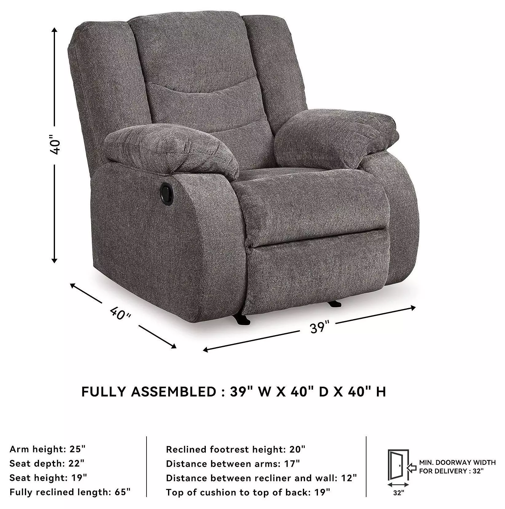 Tulen Gray Rocker Recliner