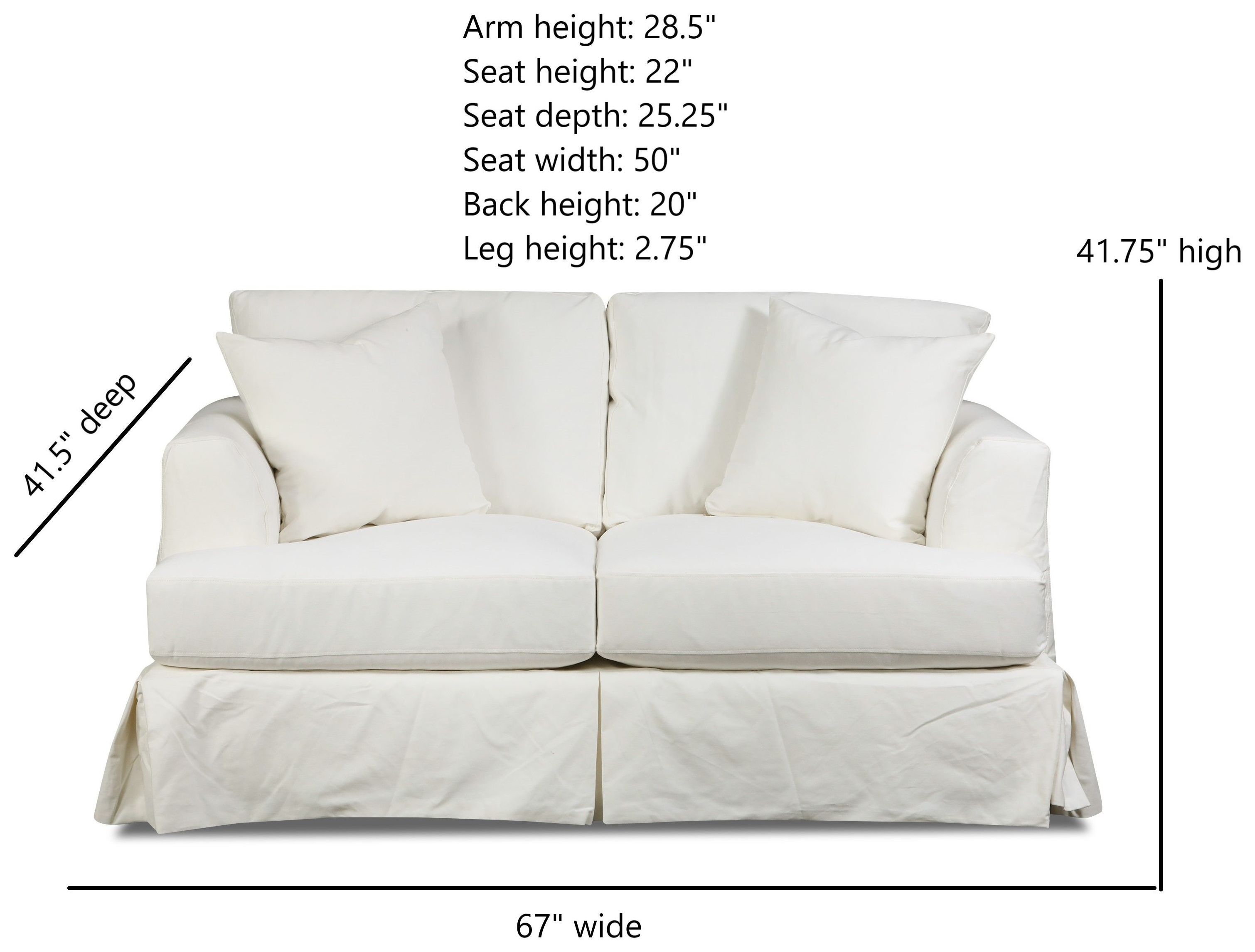 Sutton Snow Slip Cover Loveseat
