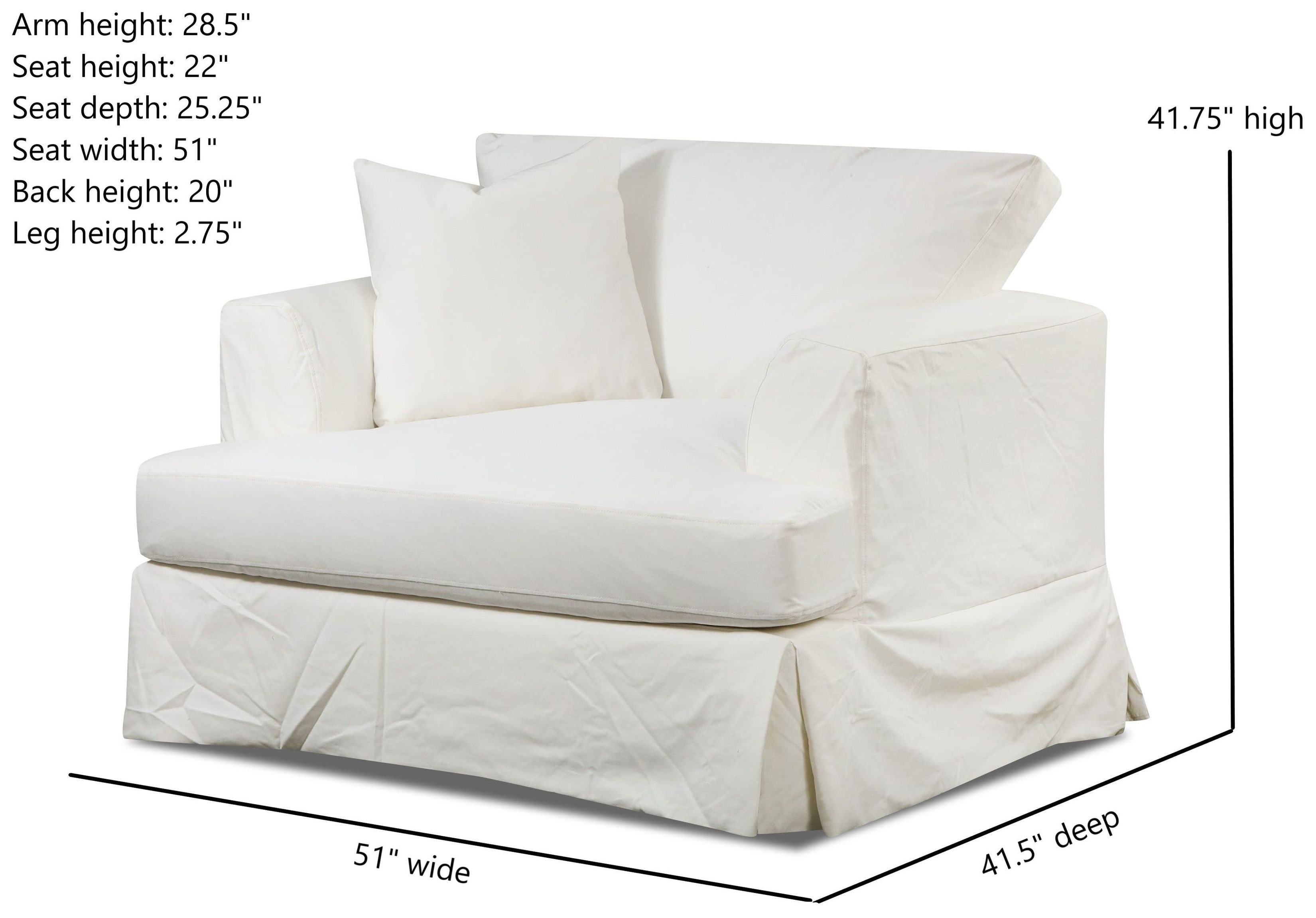 Sutton Snow Slip Cover Chair And A Half