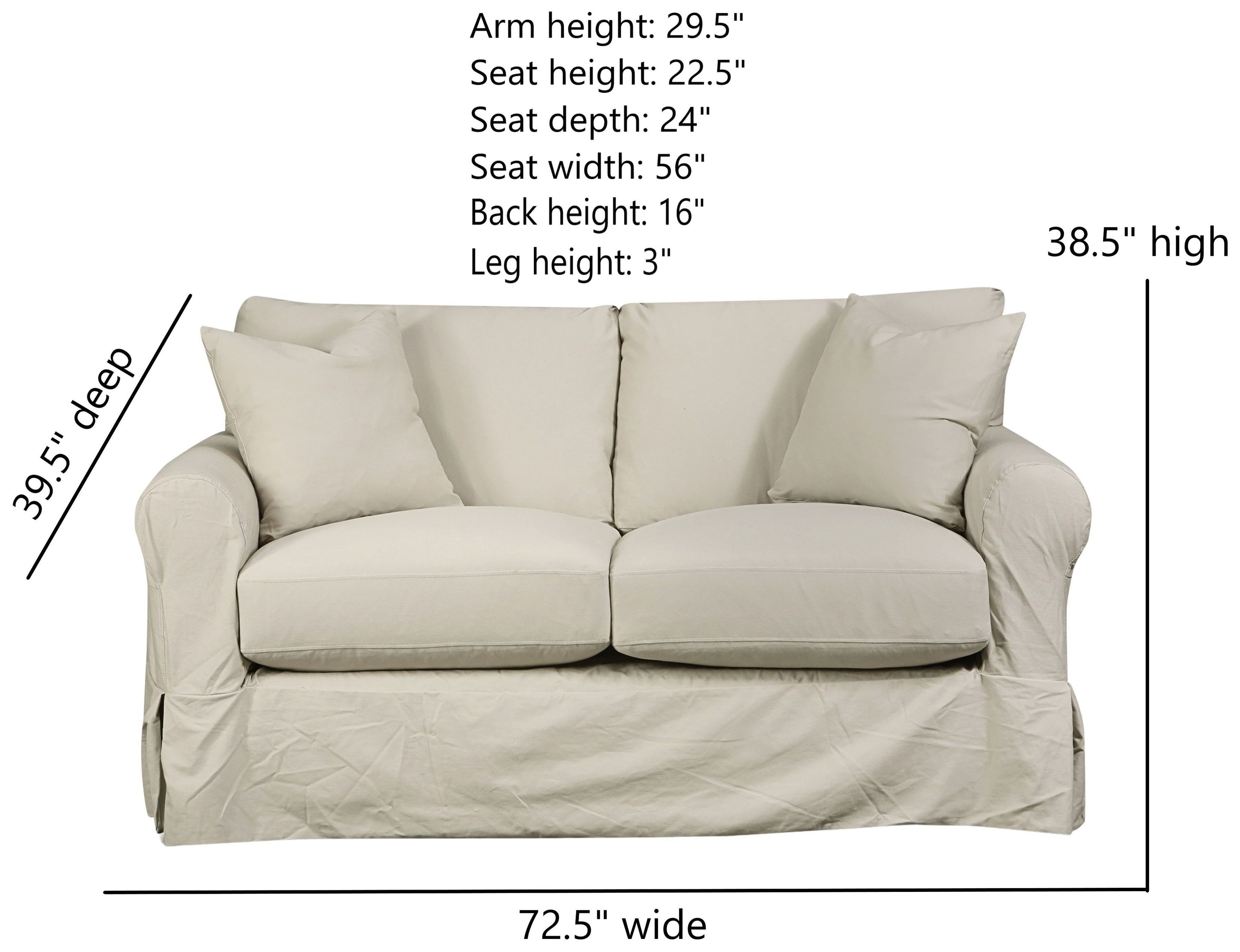 Sutton Sand Slip Cover Rounded Arms Loveseat