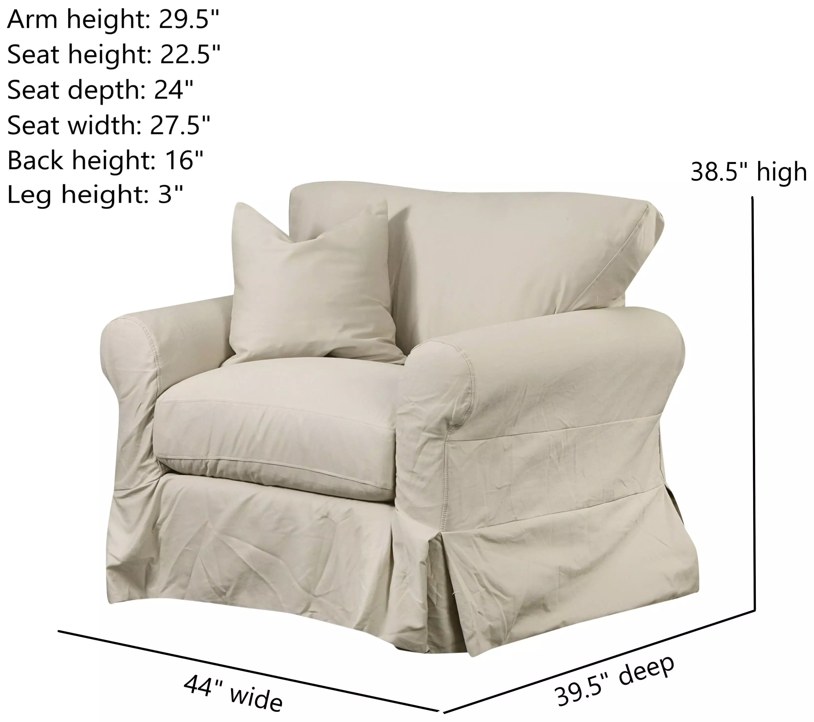Sutton Sand Upholstered Chair and A Half with Pillow