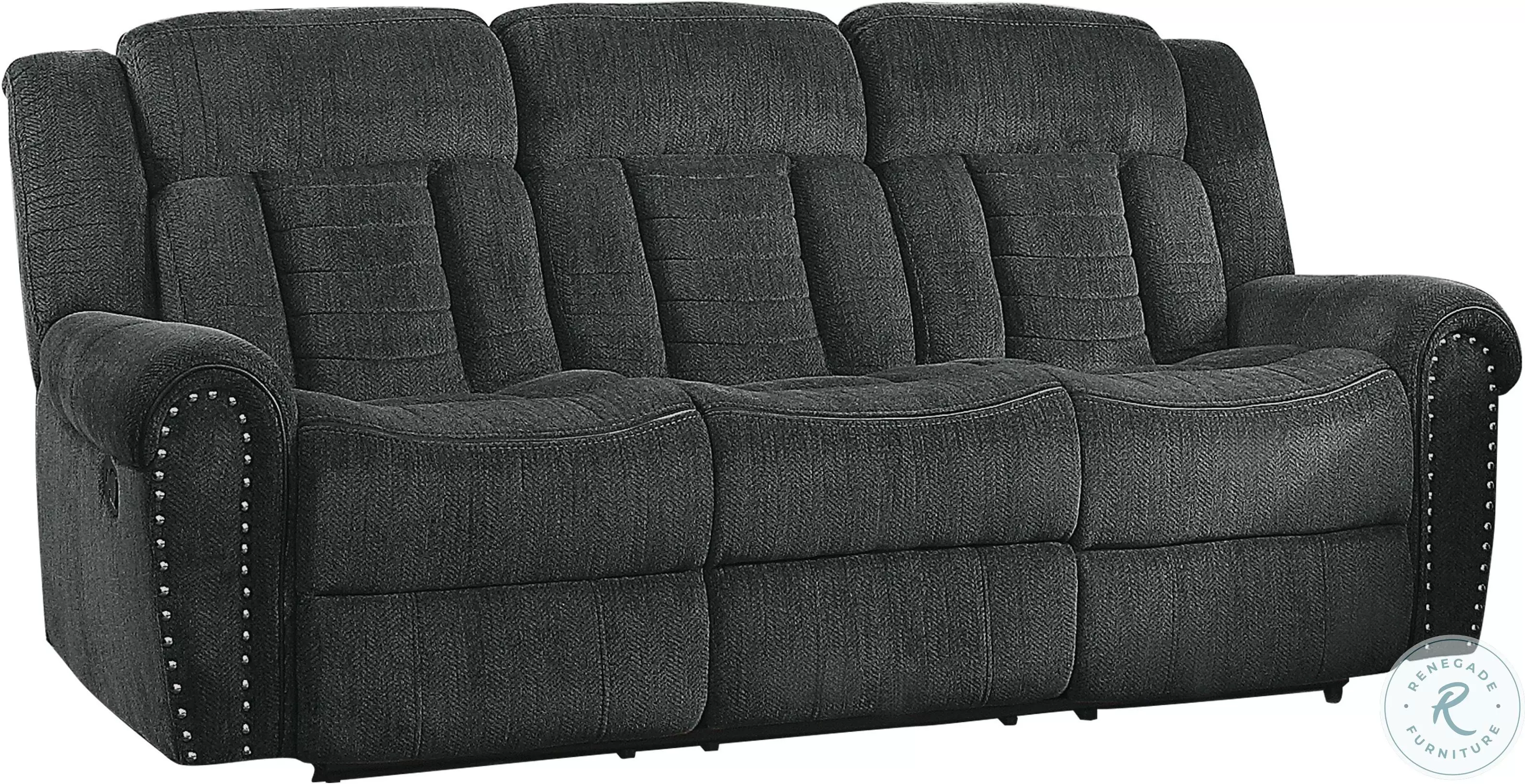 Nutmeg Charcoal Double Reclining Sofa from Homelegance | Coleman
