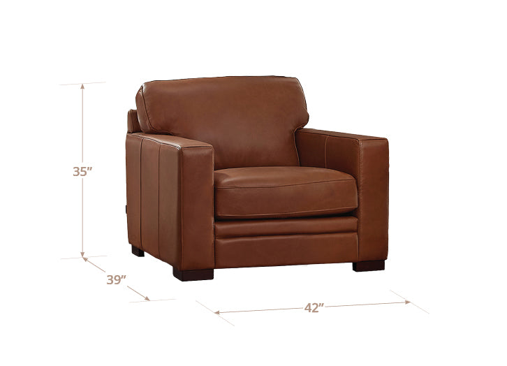 Langston Nutmeg Leather Upholstered Accent Chair