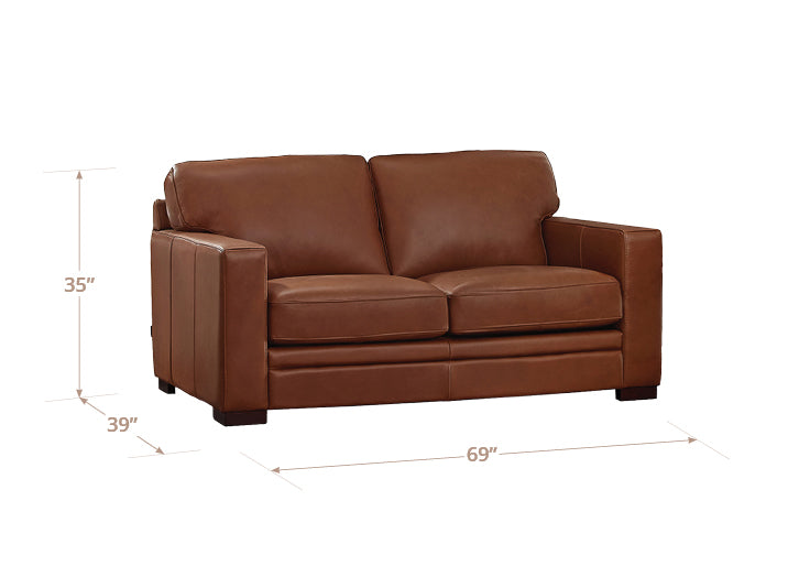Langston Nutmeg Leather 69" Loveseat