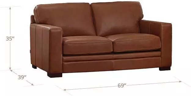 Langston Nutmeg Leather 69" Loveseat