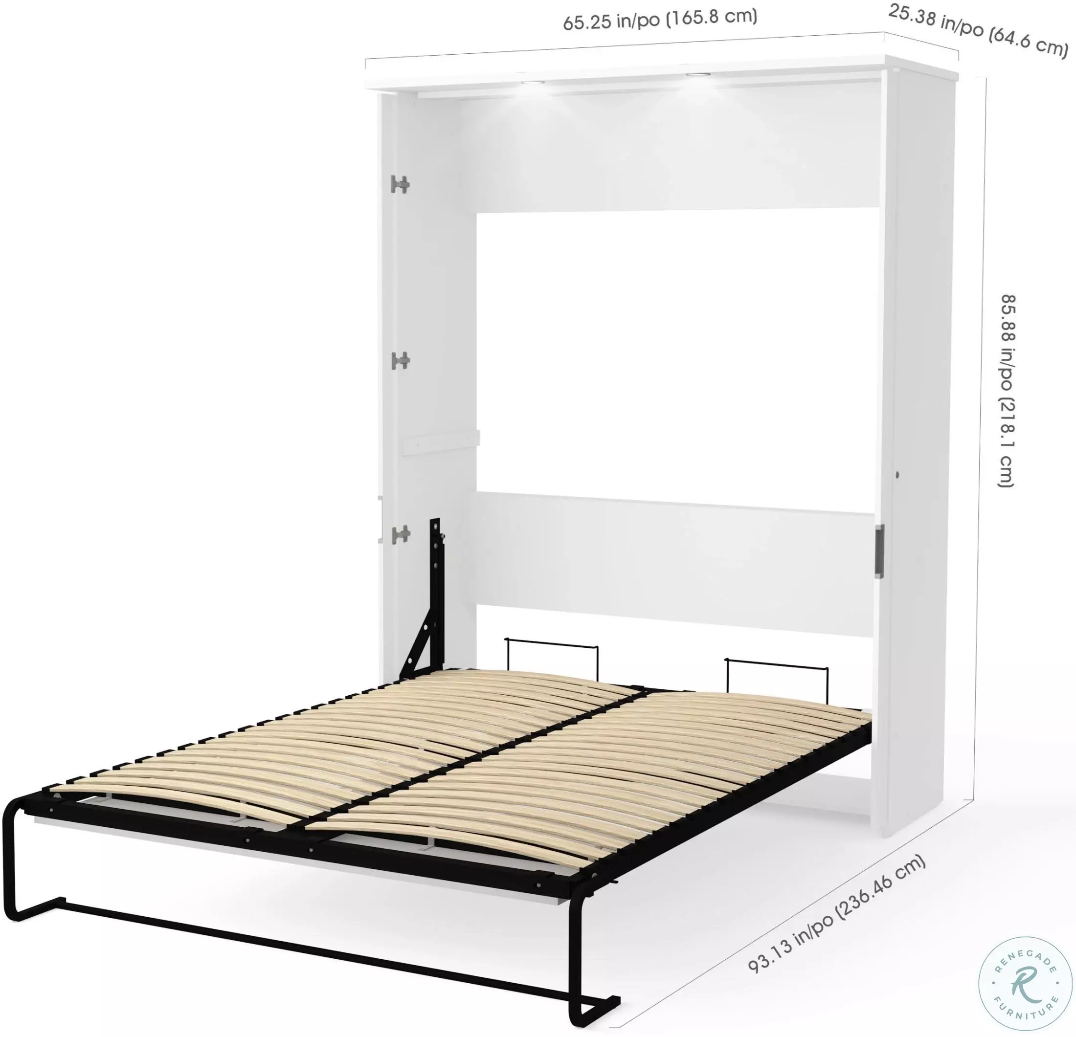 Lumina White Queen Wall Bed and 2 Storage Units