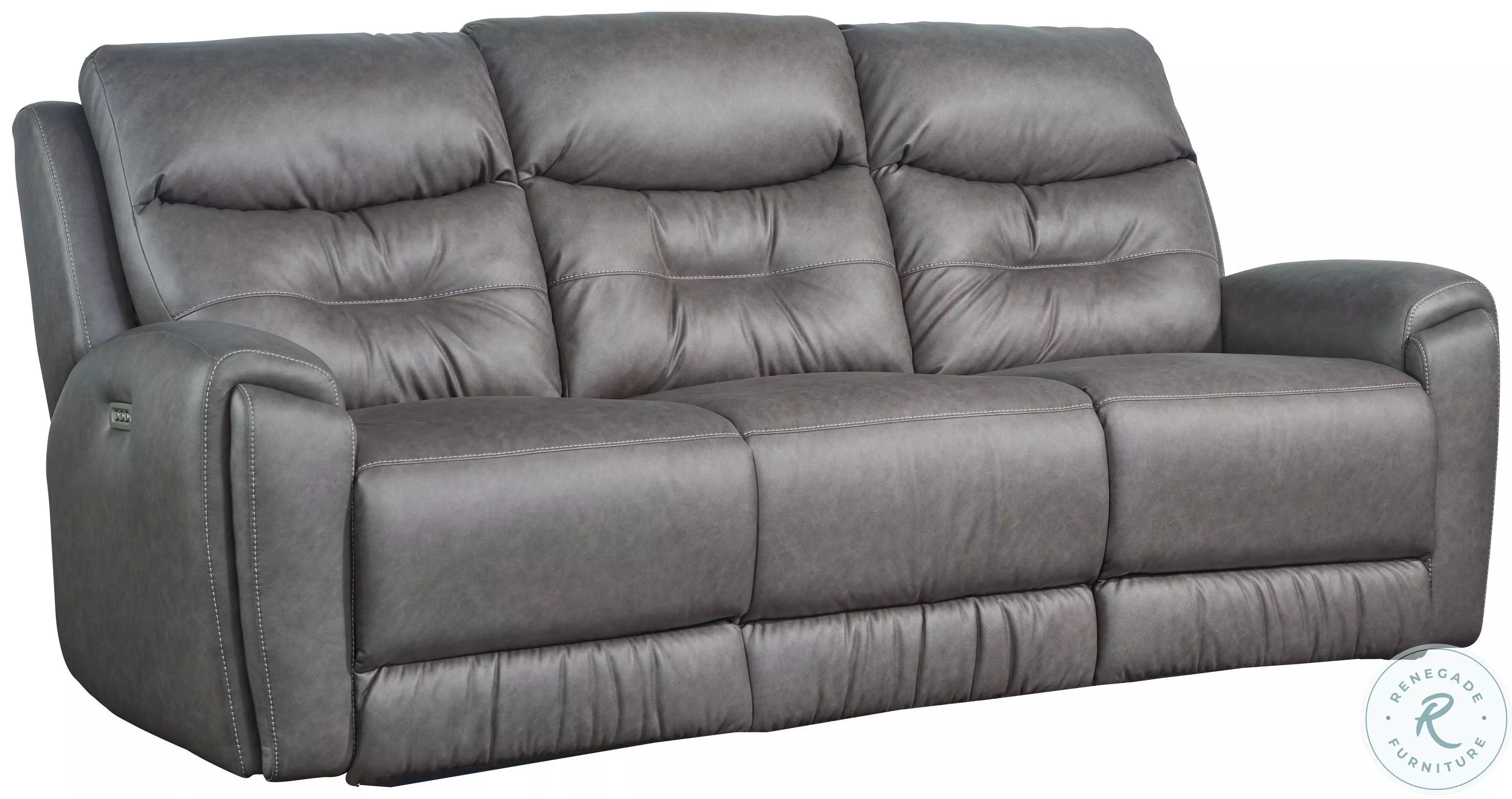 Point Break True Grit Greystone Triple Power Reclining Sofa with