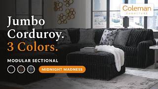 Modular Corduroy Sectional in 3 Colors | Ashley Midnight Madness