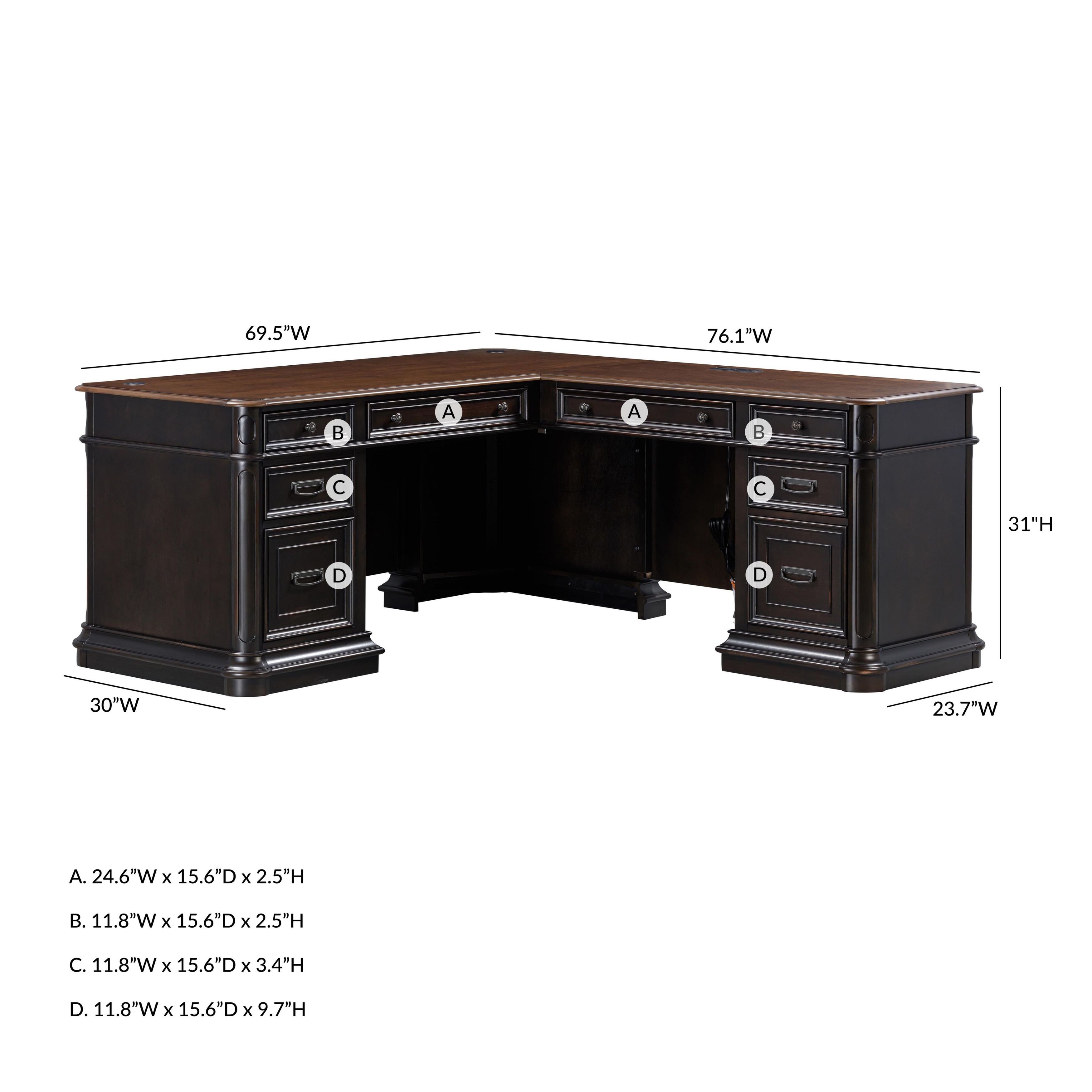 Roanoke Distressed Black L-Shaped Desk