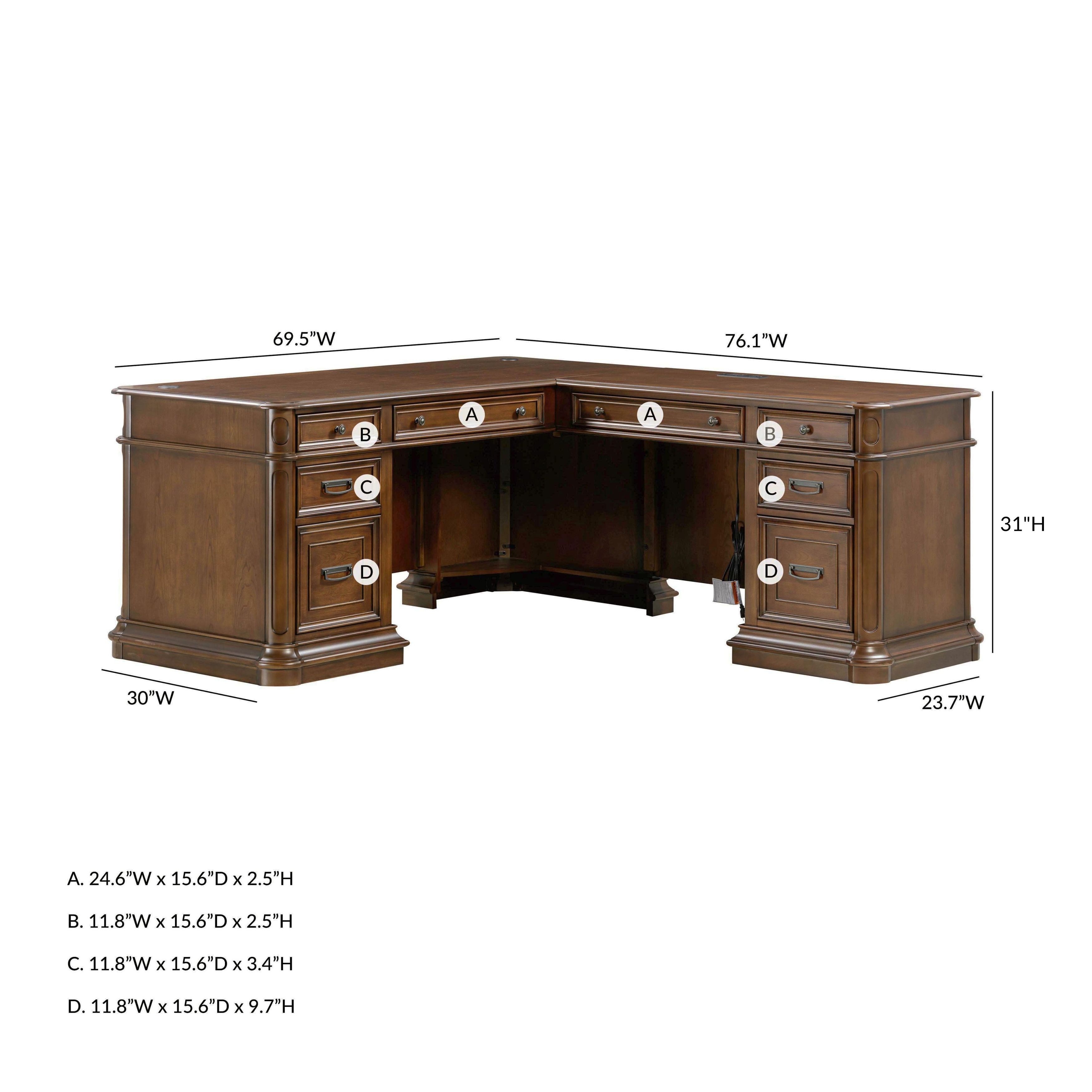 Roanoke Cherry L-Shaped Desk
