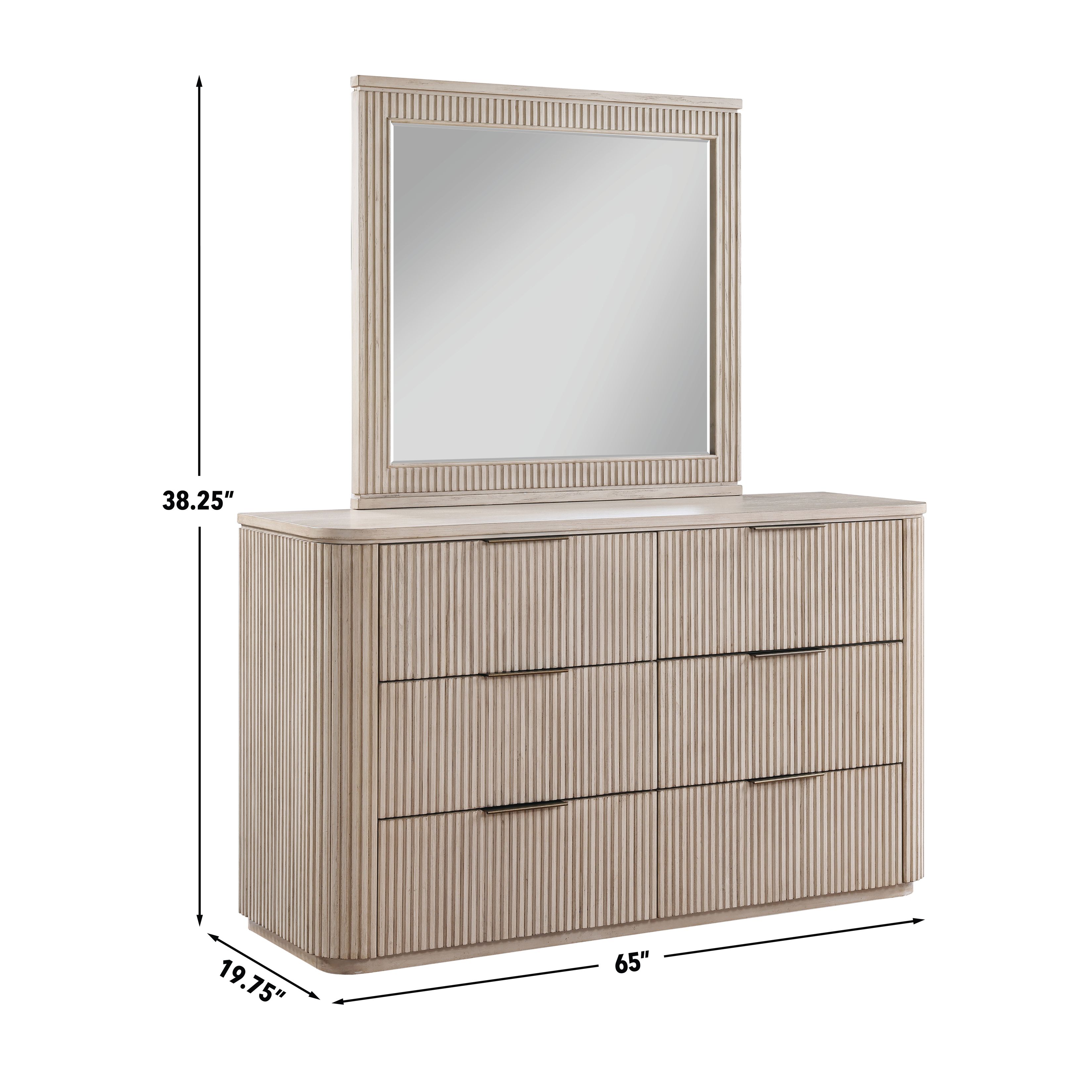 Henry Sand 6 Drawer Dresser and Rectangular Mirror