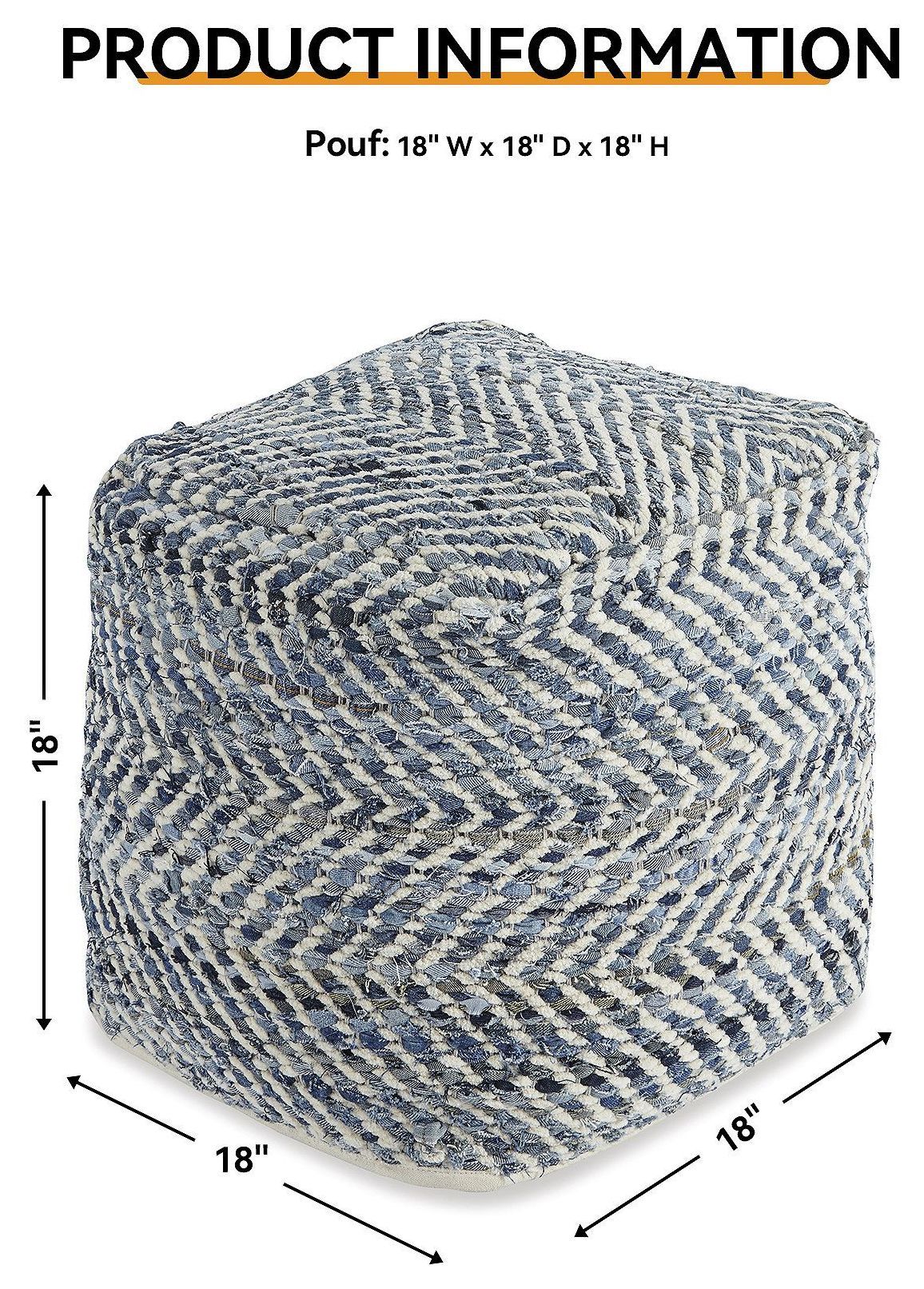 Chevron Blue Pouf