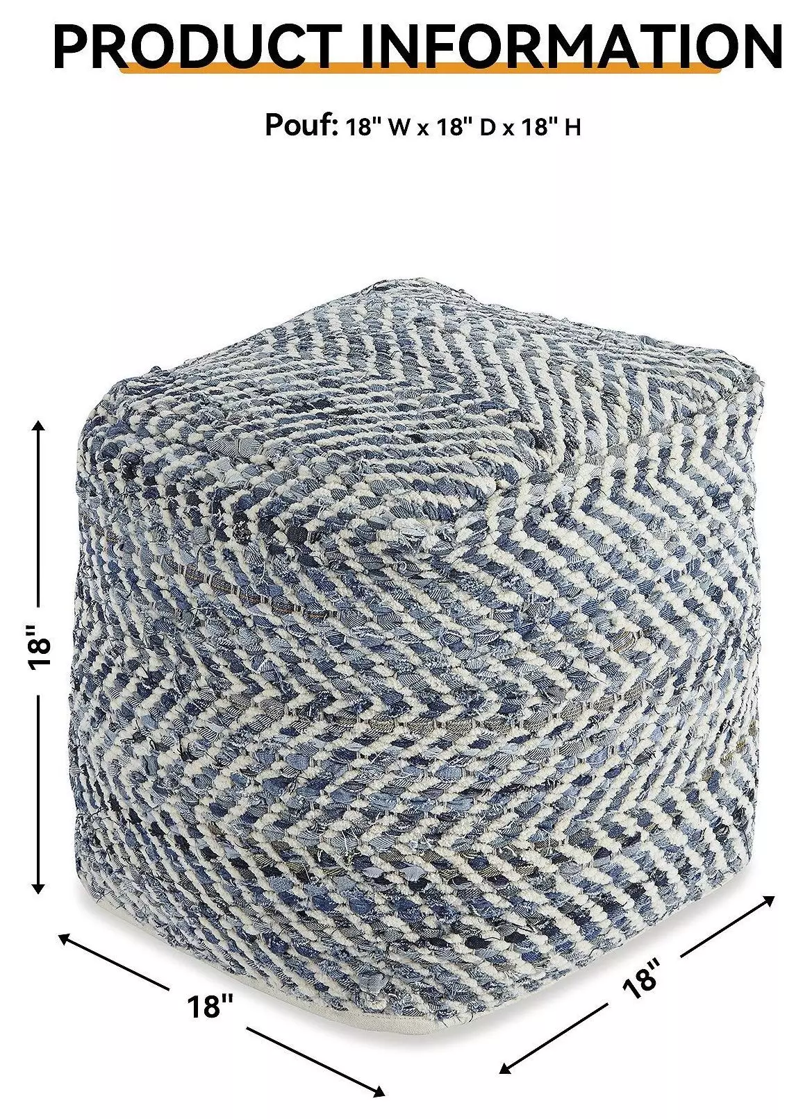 Chevron Blue Pouf