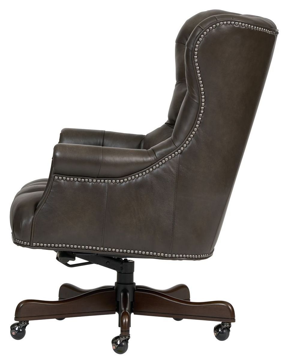 Jefferson Burnished Walnut Leather Upholstered Executive Chair