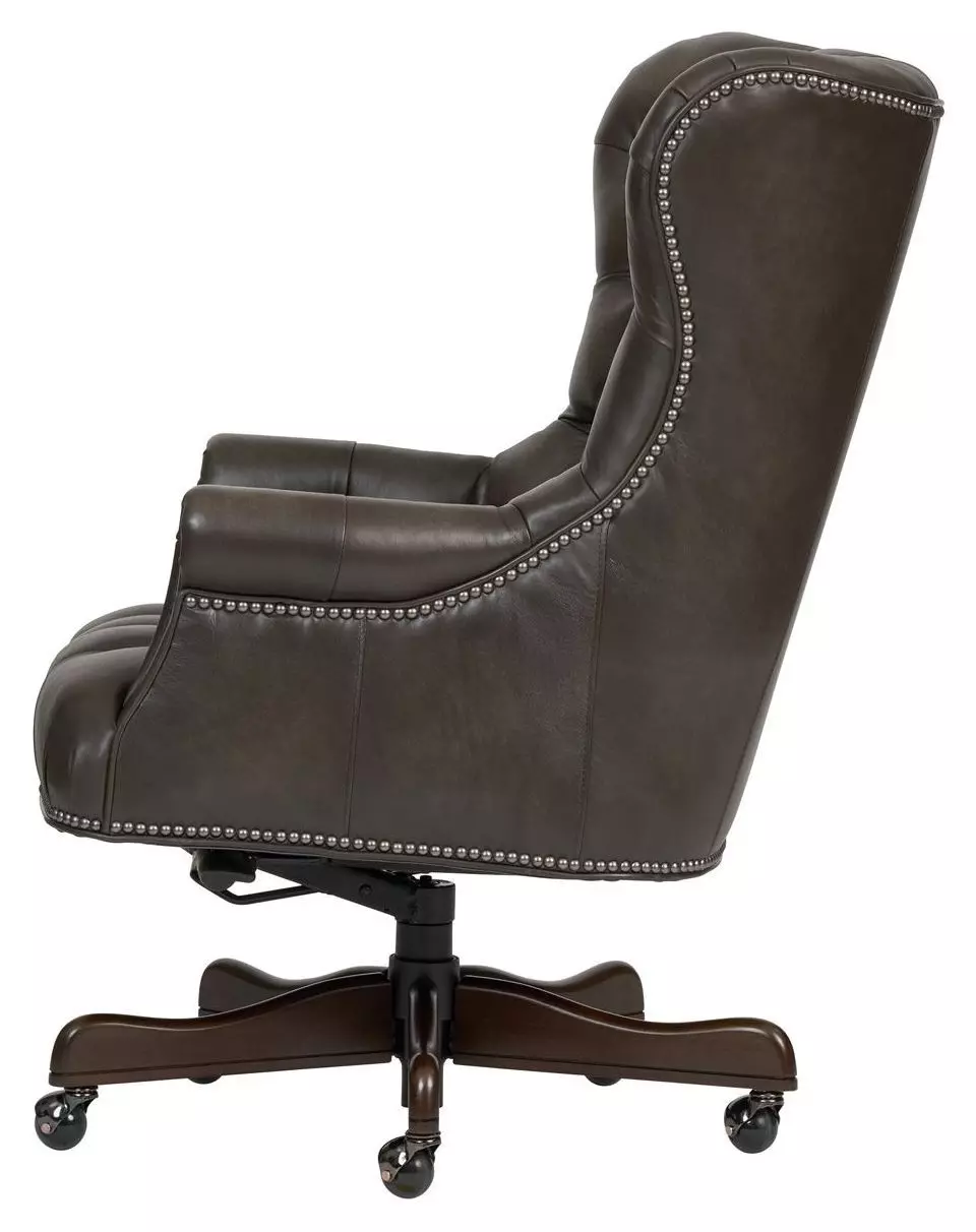 Jefferson Burnished Walnut Leather Upholstered Executive Chair