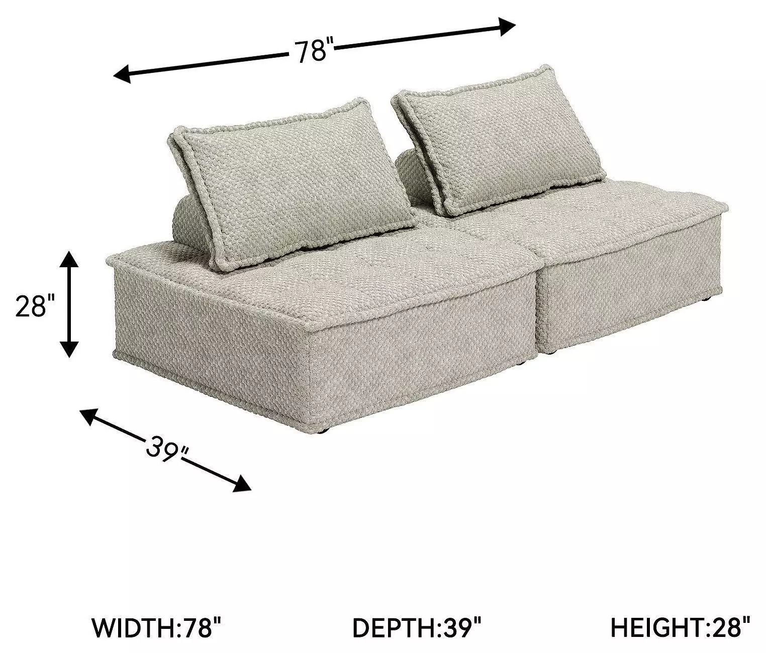 Bales Taupe Modular 78" Loveseat