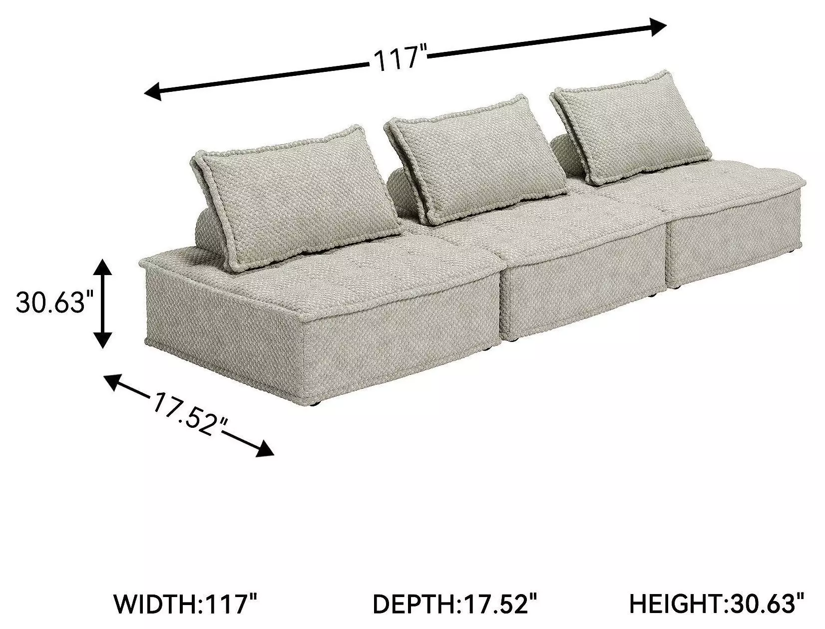 Bales Taupe Modular 117" Sofa