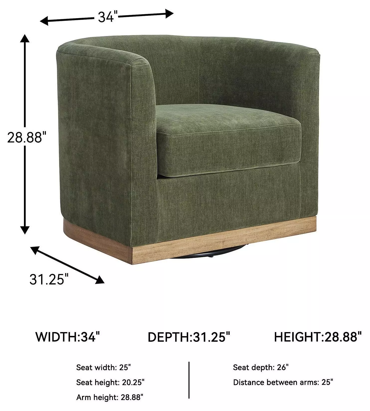 Jersonlow Forest Green Swivel Chair