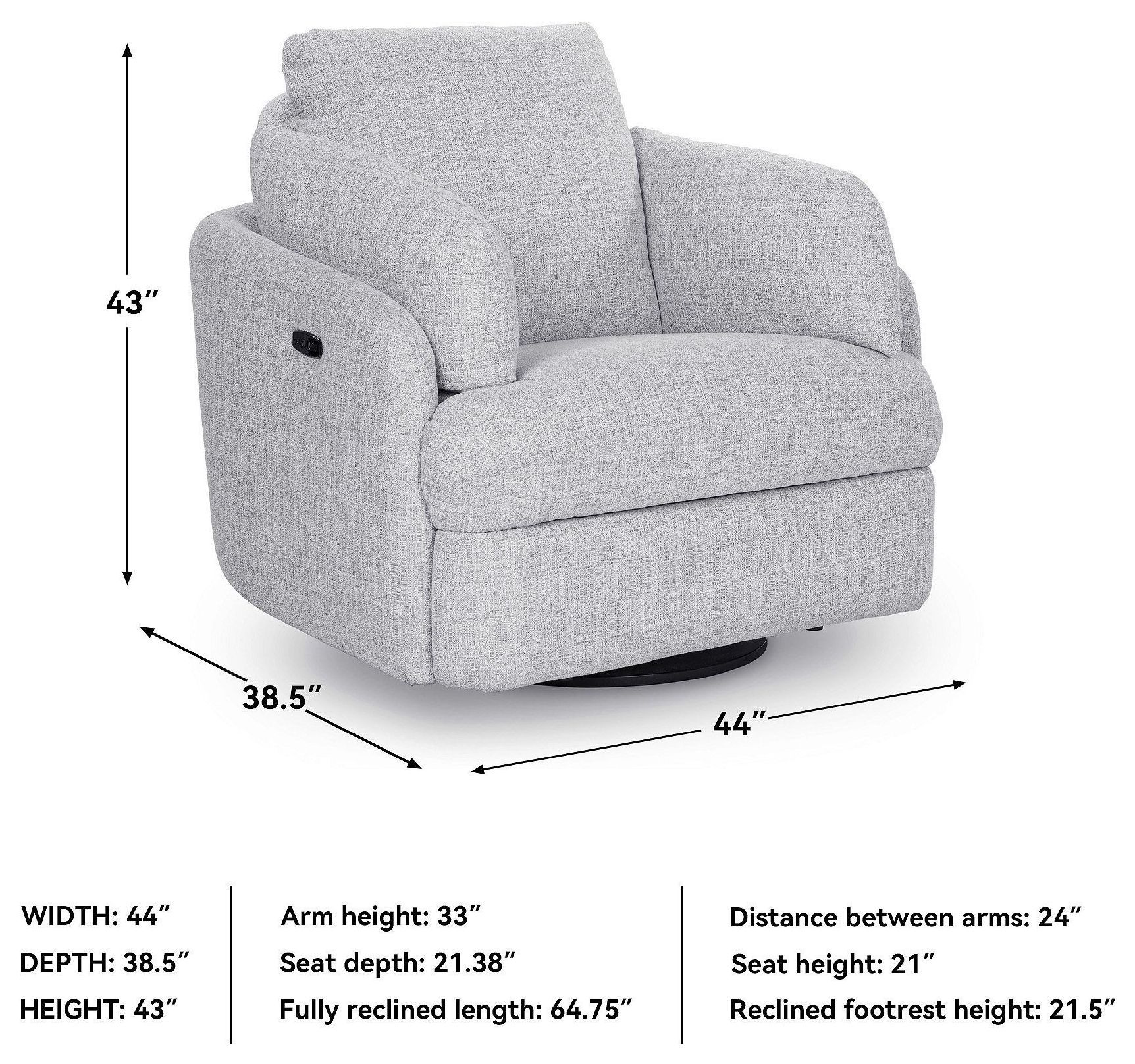 Alainmont Next Gen Nuvella Stone Swivel Performance Fabric Power Recliner