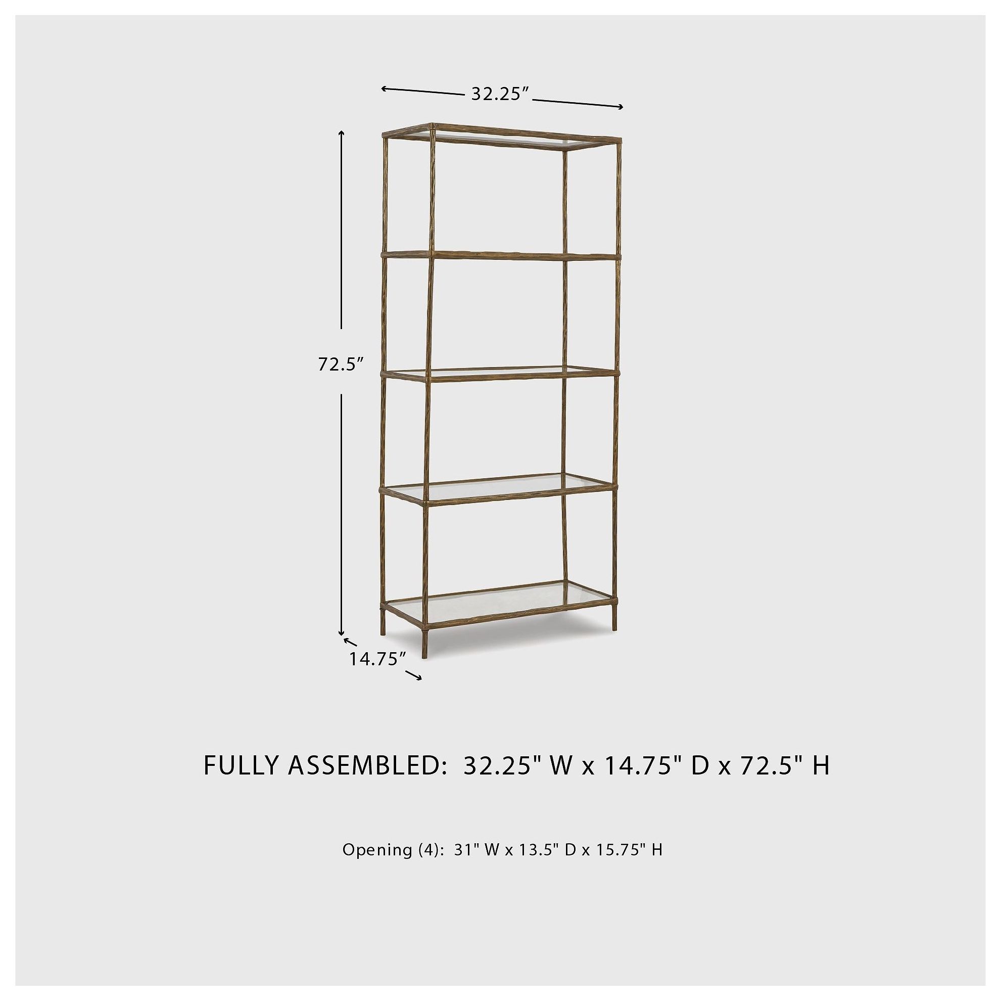 Ryandale Antique Brass Bookcase