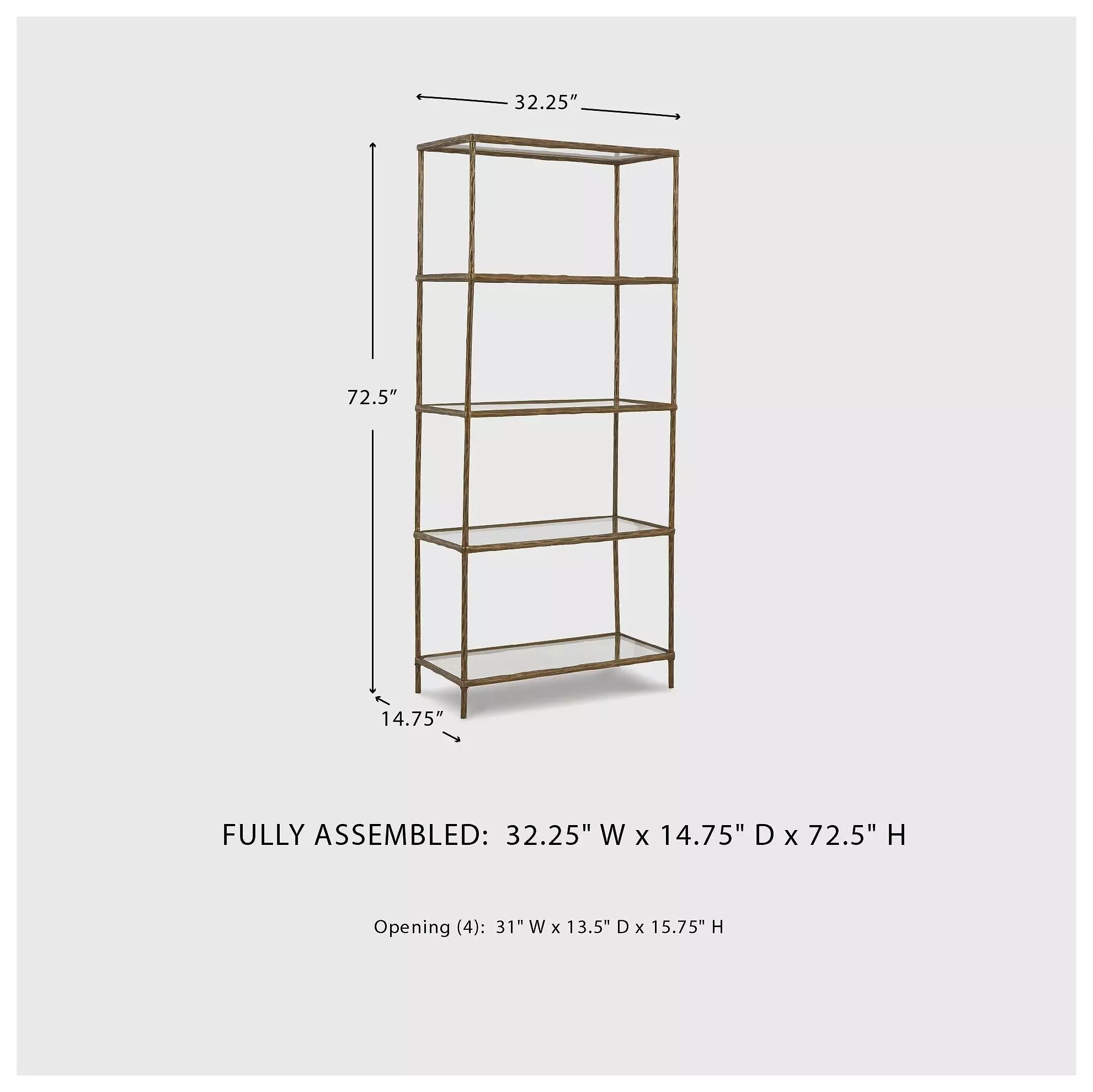 Ryandale Antique Brass Bookcase