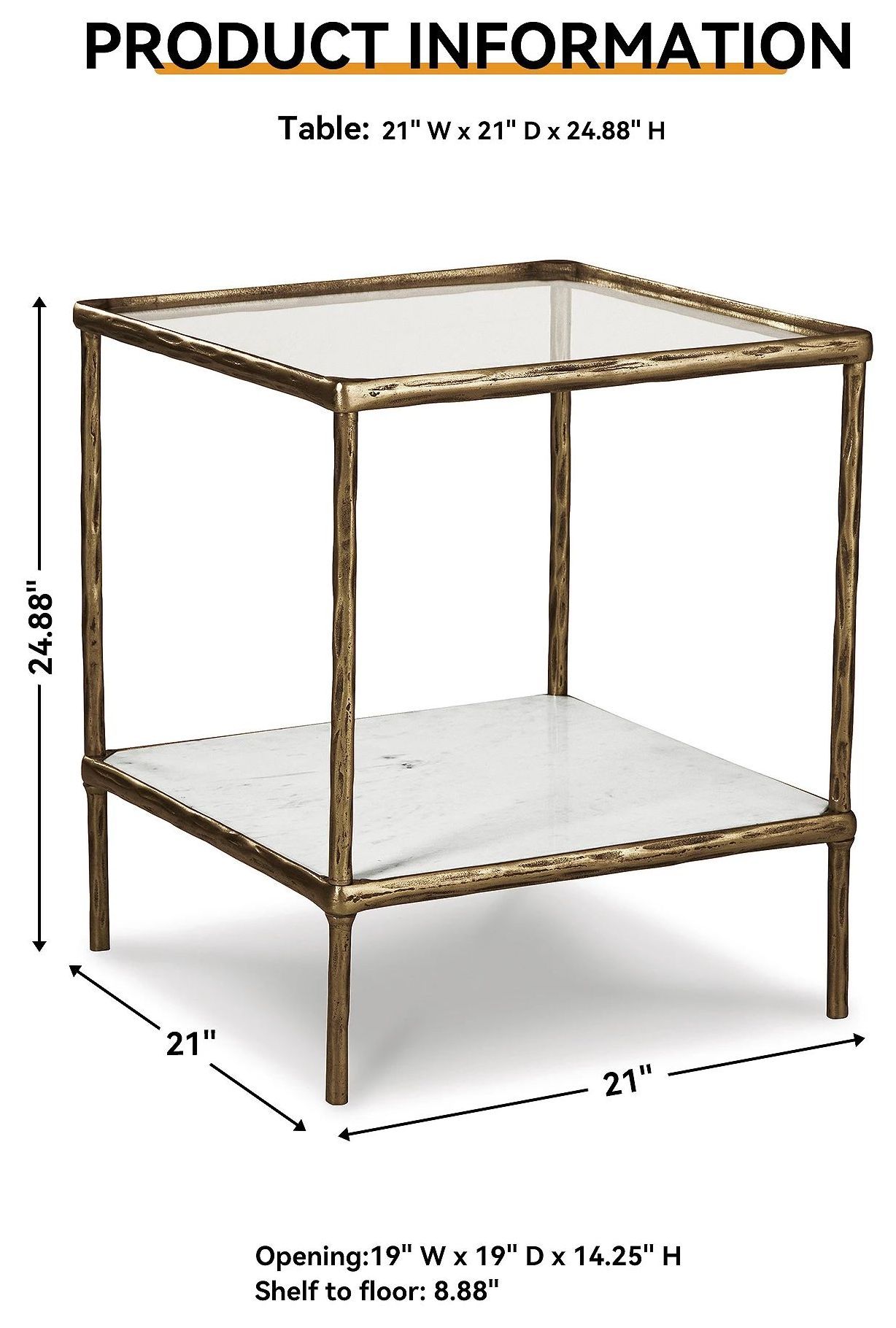 Ryandale Antiqued Brass Tone Accent Table