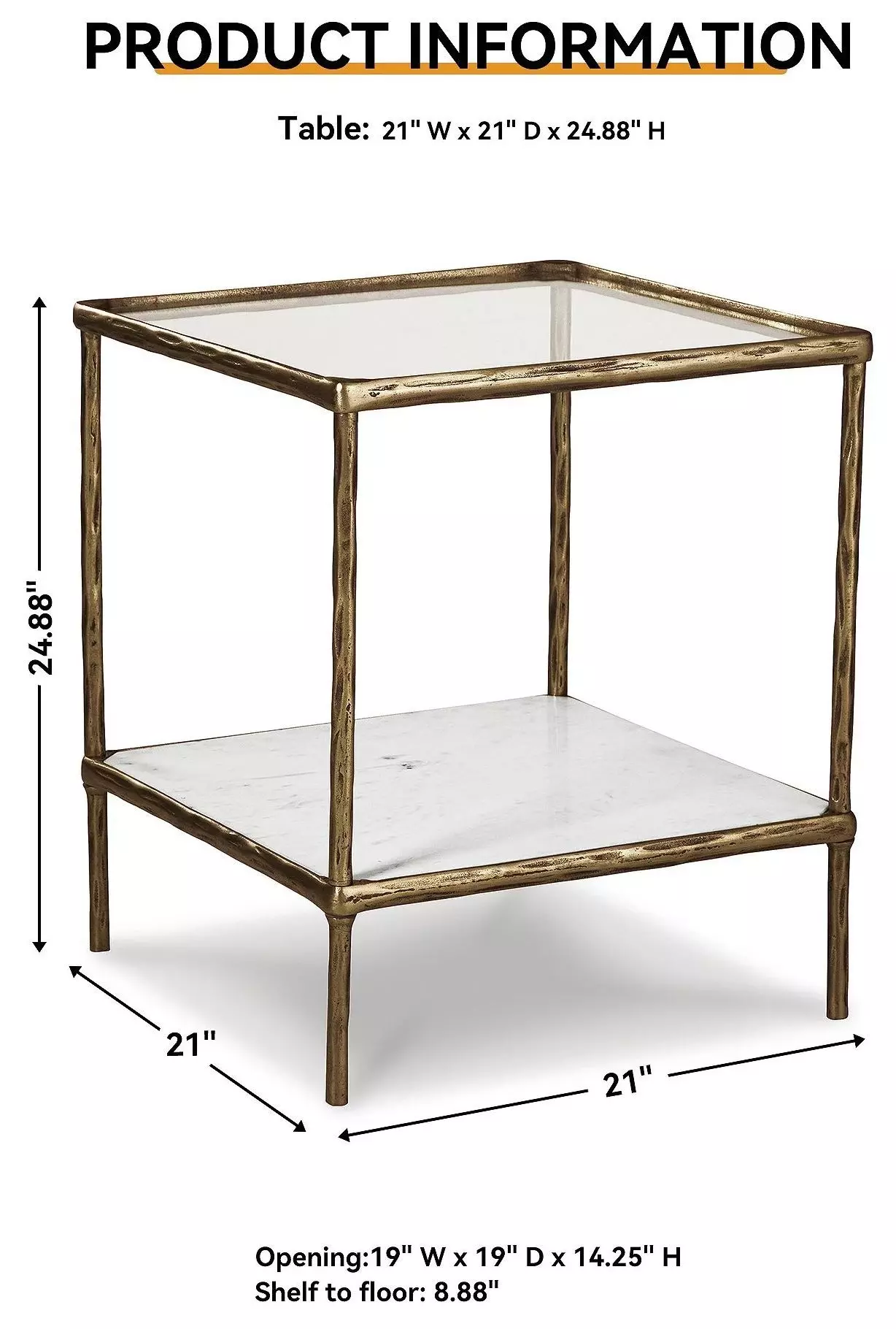 Ryandale Antiqued Brass Tone Accent Table