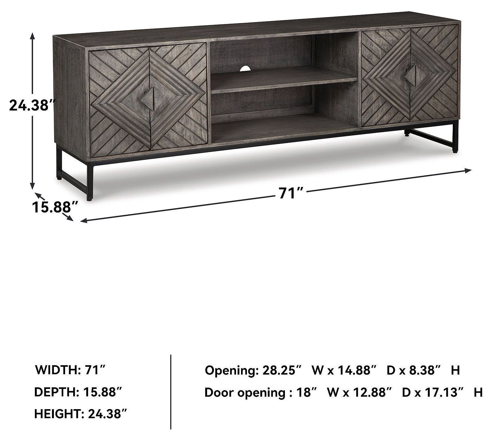 Treybrook Distressed Gray And Black 71" Accent Cabinet