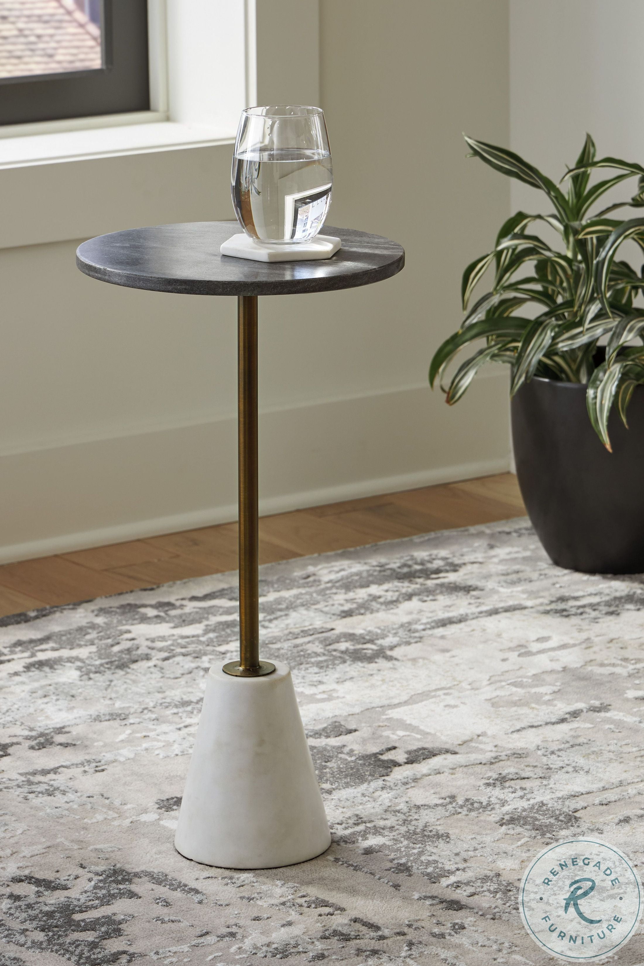 Caramont Black White And Gold 12" Accent Table From Ashley Furniture