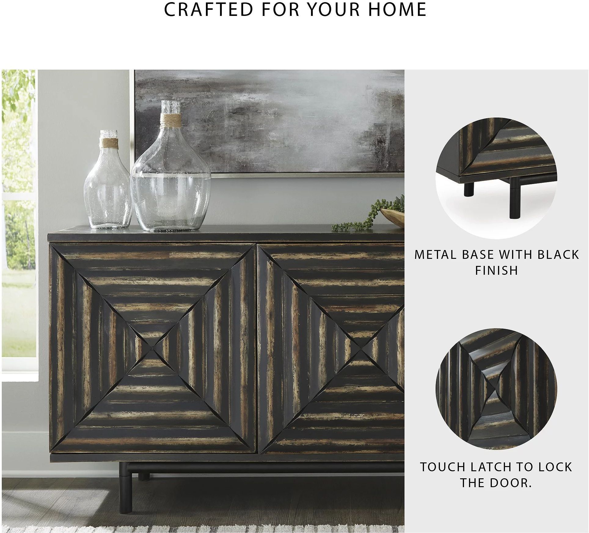 Fair Ridge Distressed Black Accent Cabinet From Ashley Furniture
