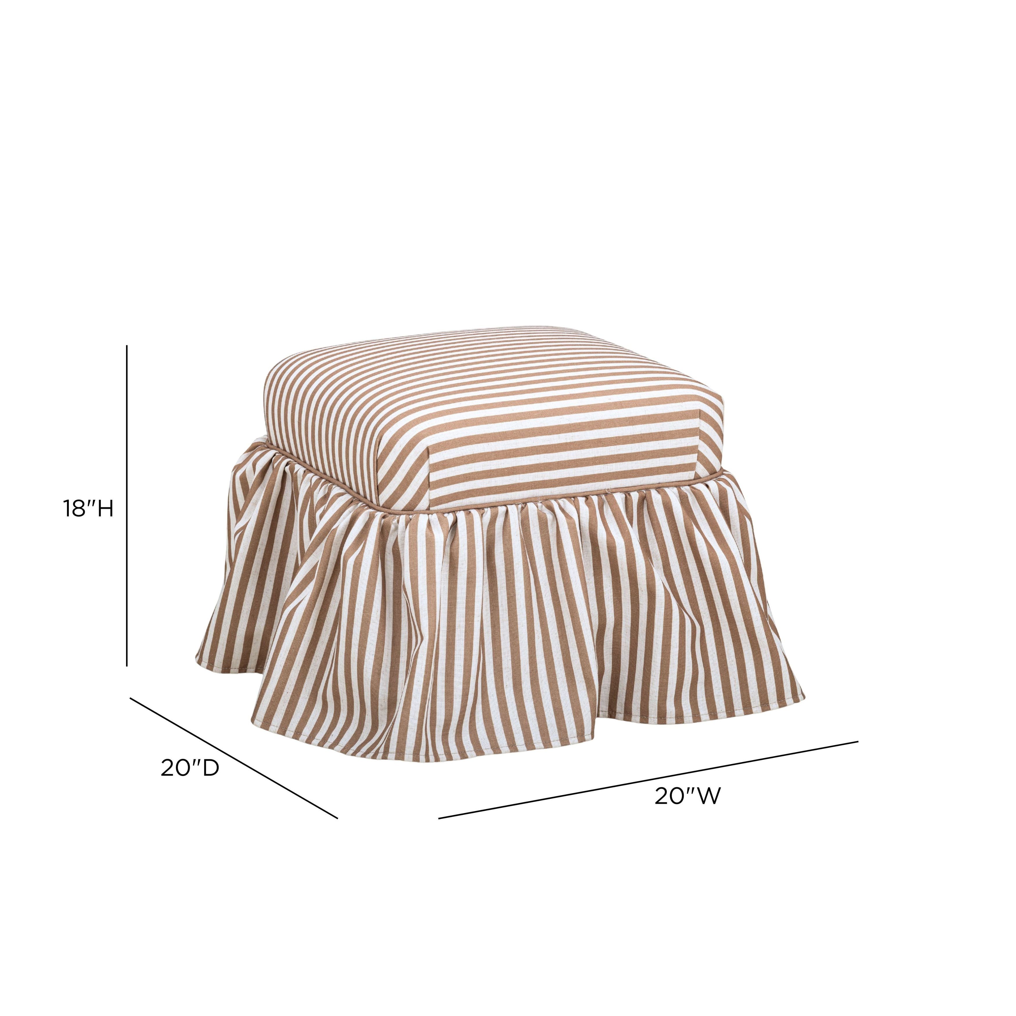 Gertrude Brown Performance Fabric Upholstered Square Skirted Ottoman
