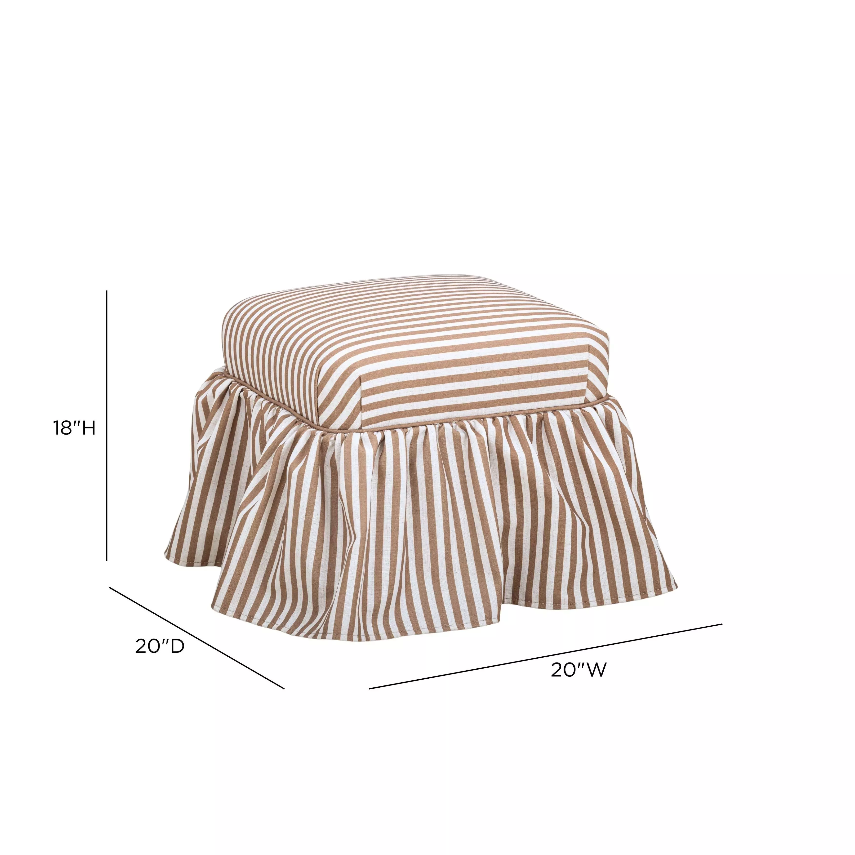 Gertrude Brown Performance Fabric Upholstered Square Skirted Ottoman