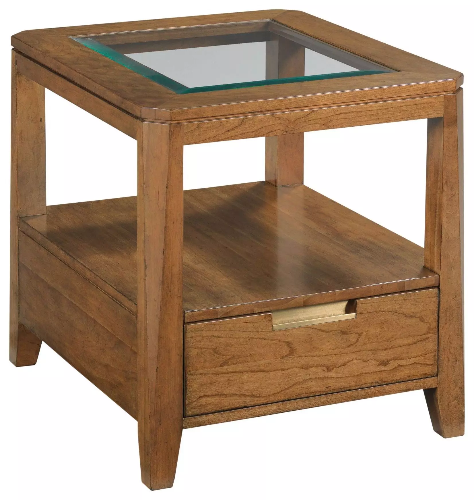 Aspire Clarity Medium Stain Square Glass Top End Table From
